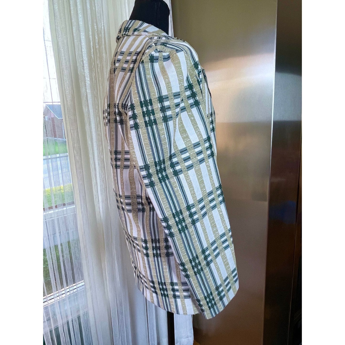 Vintage 70s green plaid blazer, unisex jacket