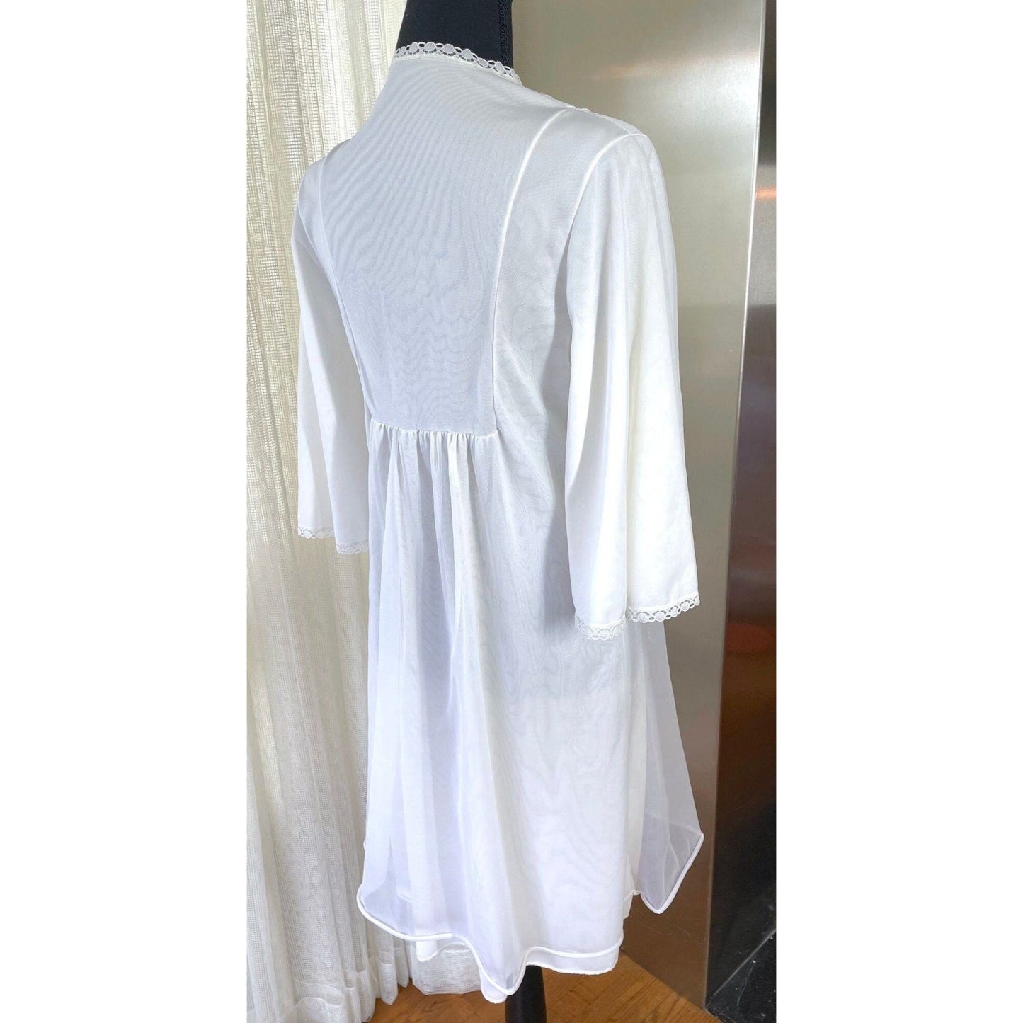 Vintage 80s nightgown, white and pink, FrenchMaid