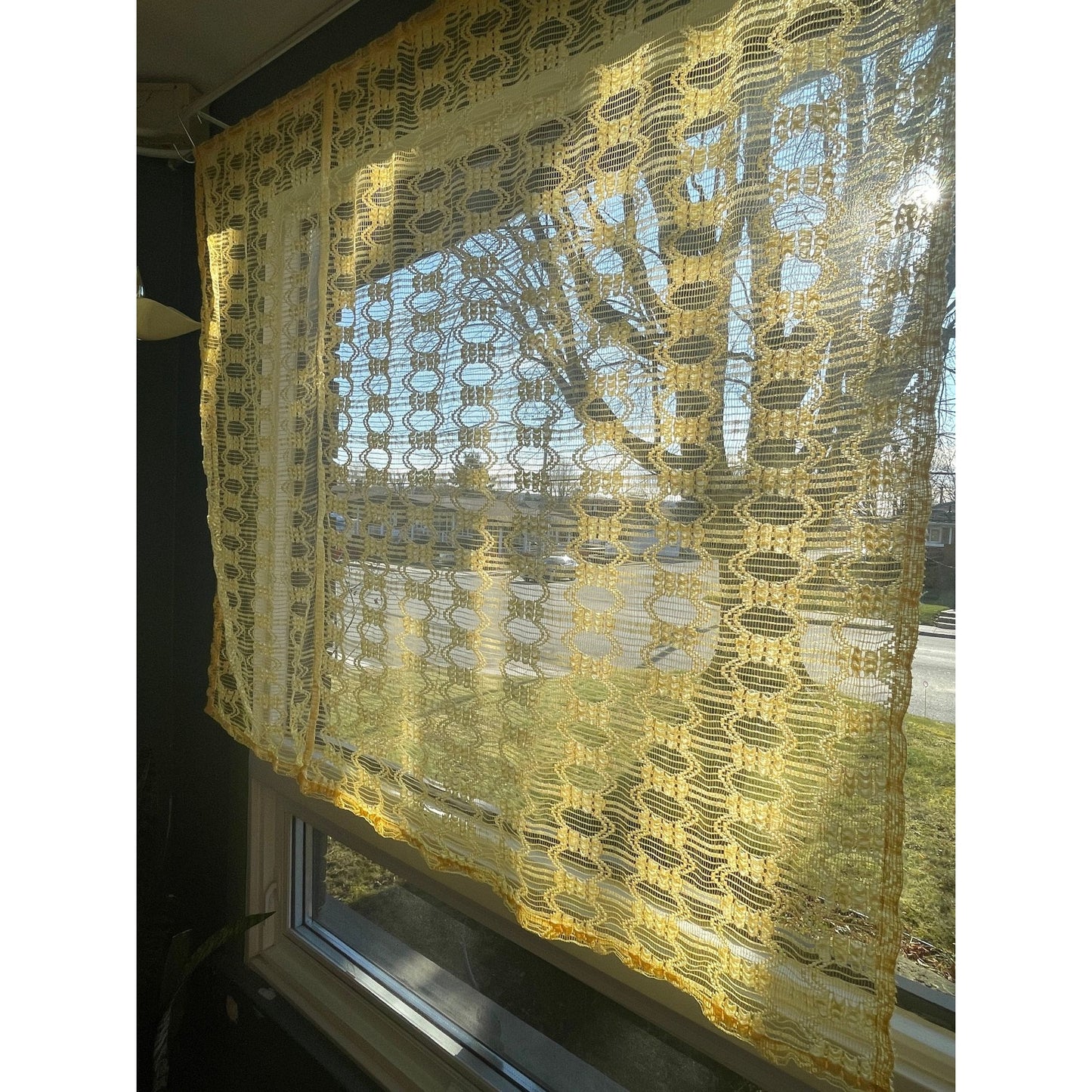 Vintage 70s yellow short mesh panel