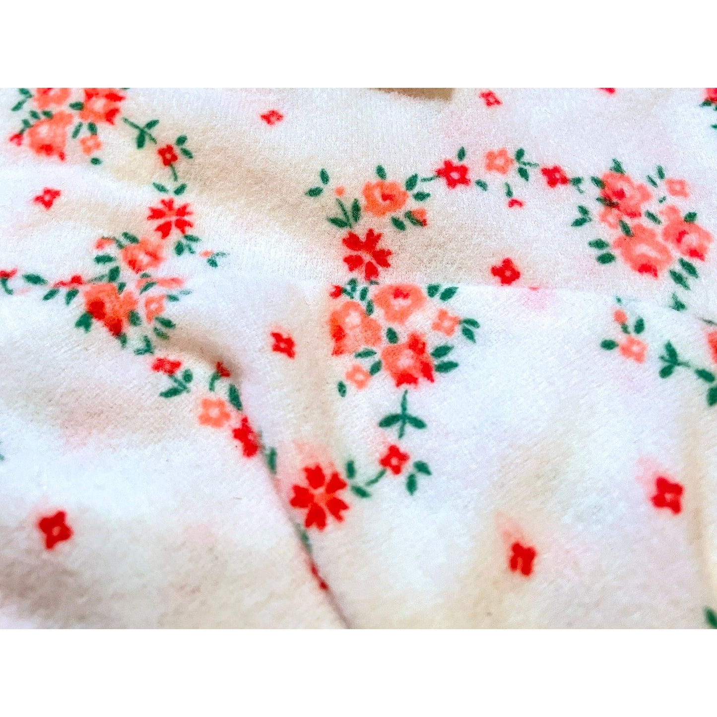 Vintage 1980s peignoir set, white and pink flannel negligee and bed jacket