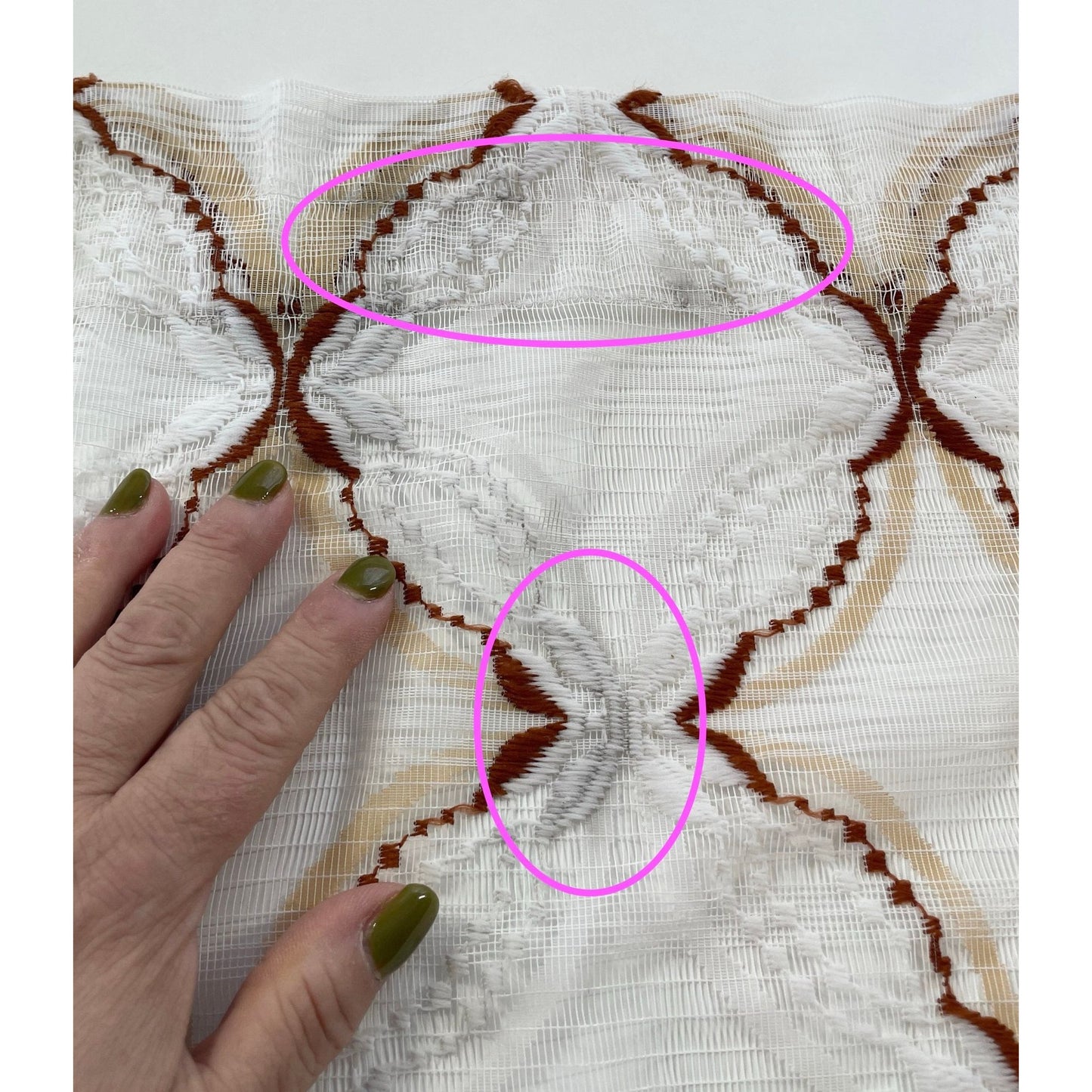 Vintage 70s curtain, brown mesh, valance or panel