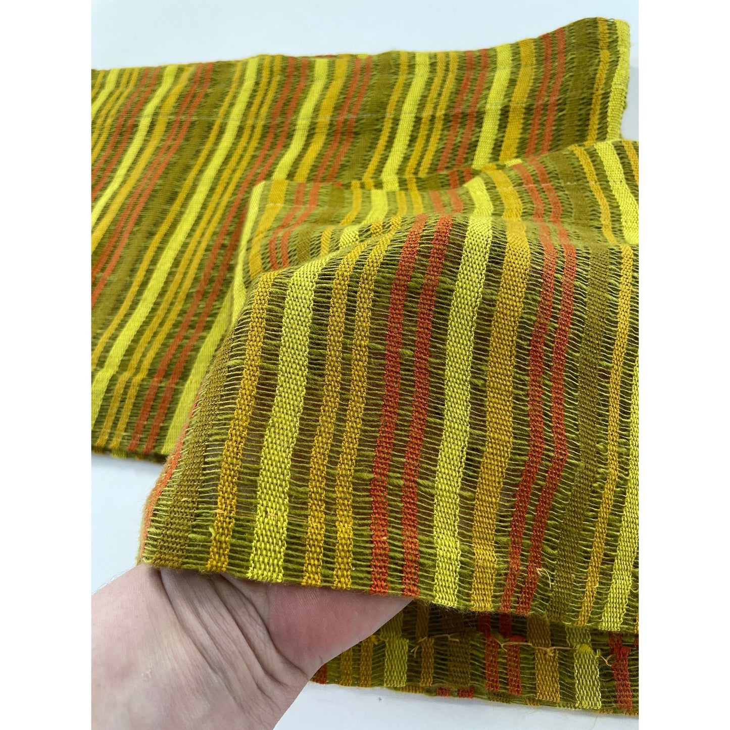 Vintage 60s valance, yellow orange stripes