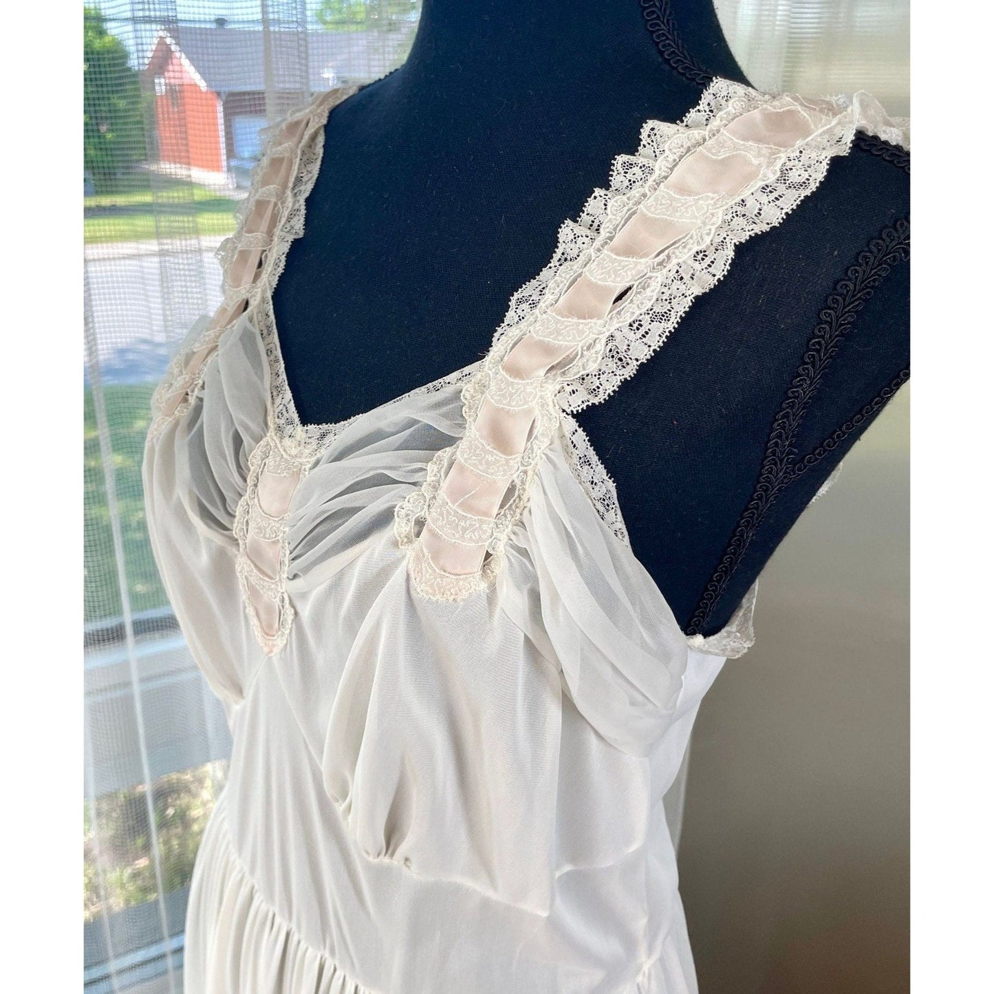 Vintage 1950s night dress, Luxite by Kayser slip on sheer negligee