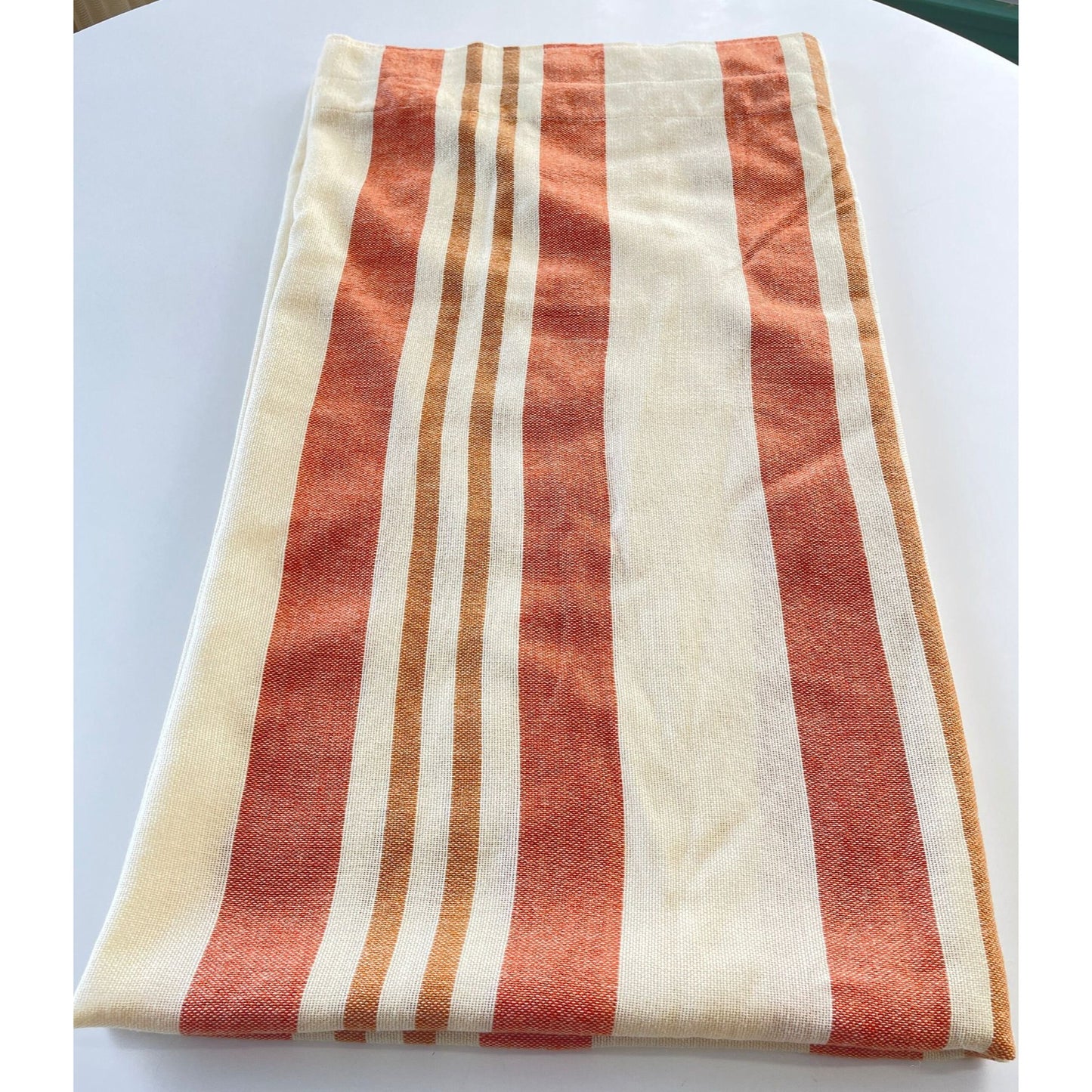 Vintage 70s thick woven curtain, orange stripes