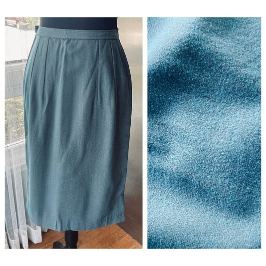 Vintage 1950s skirt, 100% wool, blue/grey