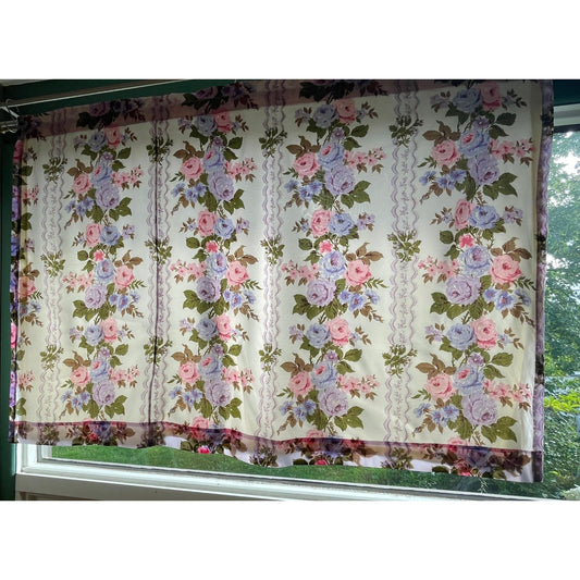 Vintage 60s purple floral curtain panel