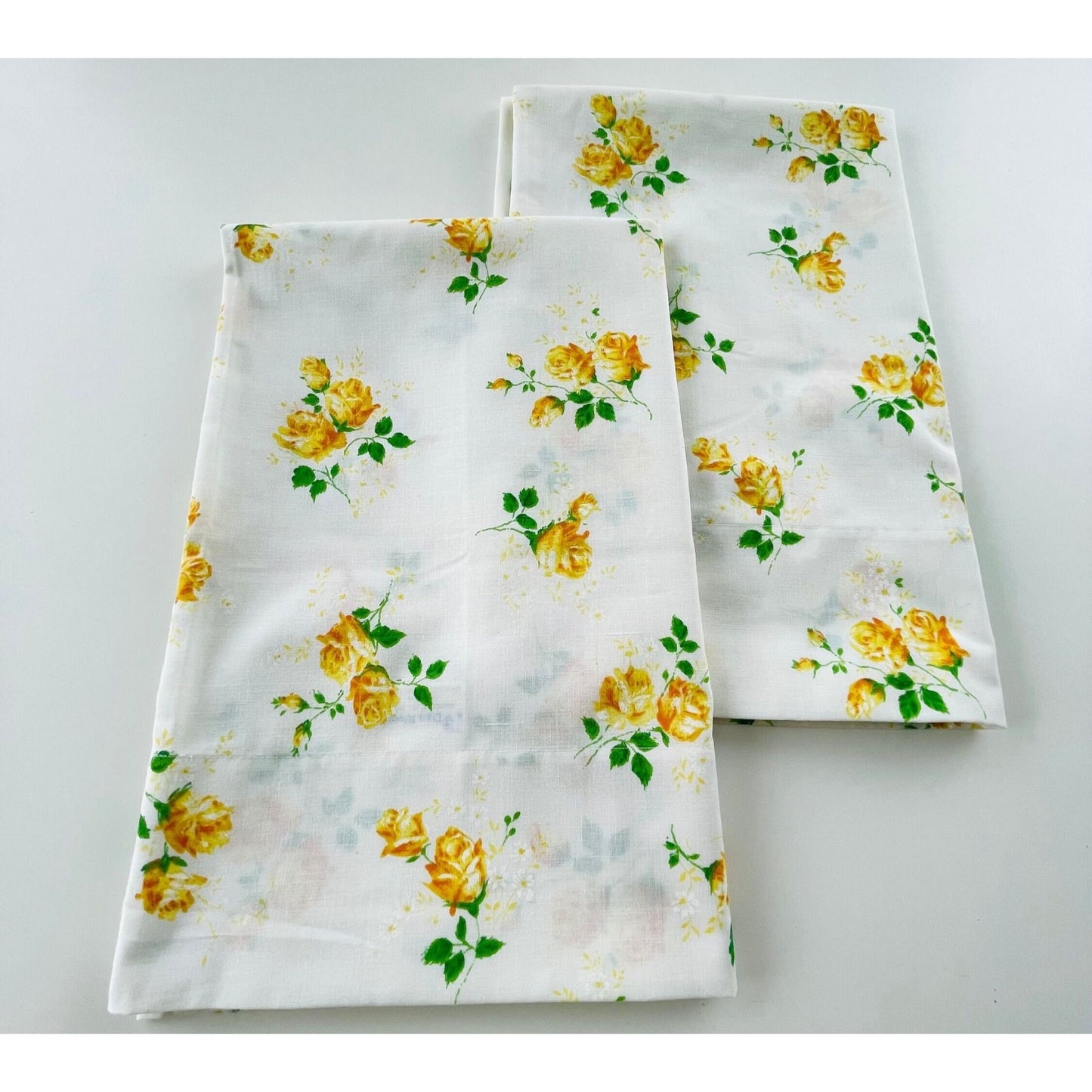 Vintage 70s pillowcases set,  yellow and orange flowers, Dan River
