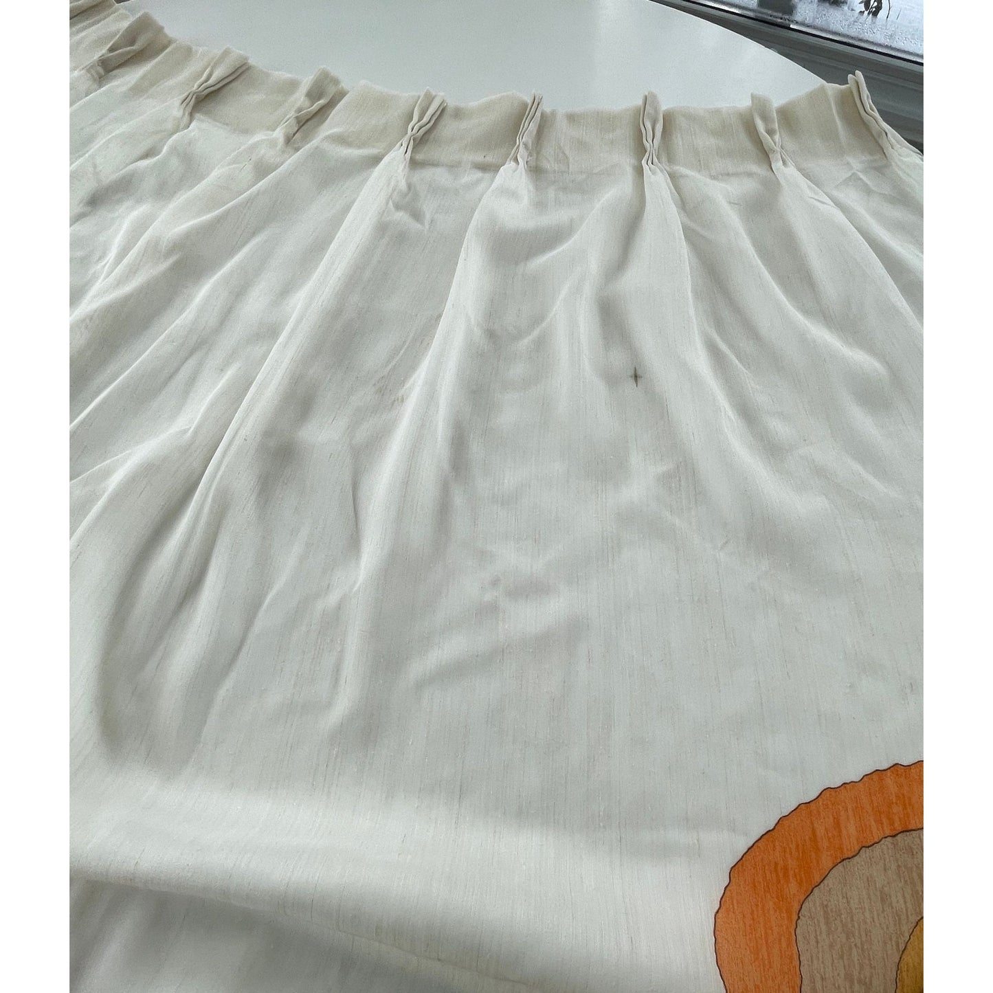 Vintage 60s pleated geographic orange curtain