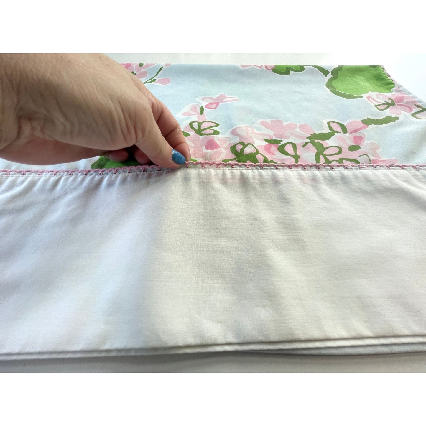Vintage 70s pillowcase, pink floral with greenery, Springmaid Bill Blass