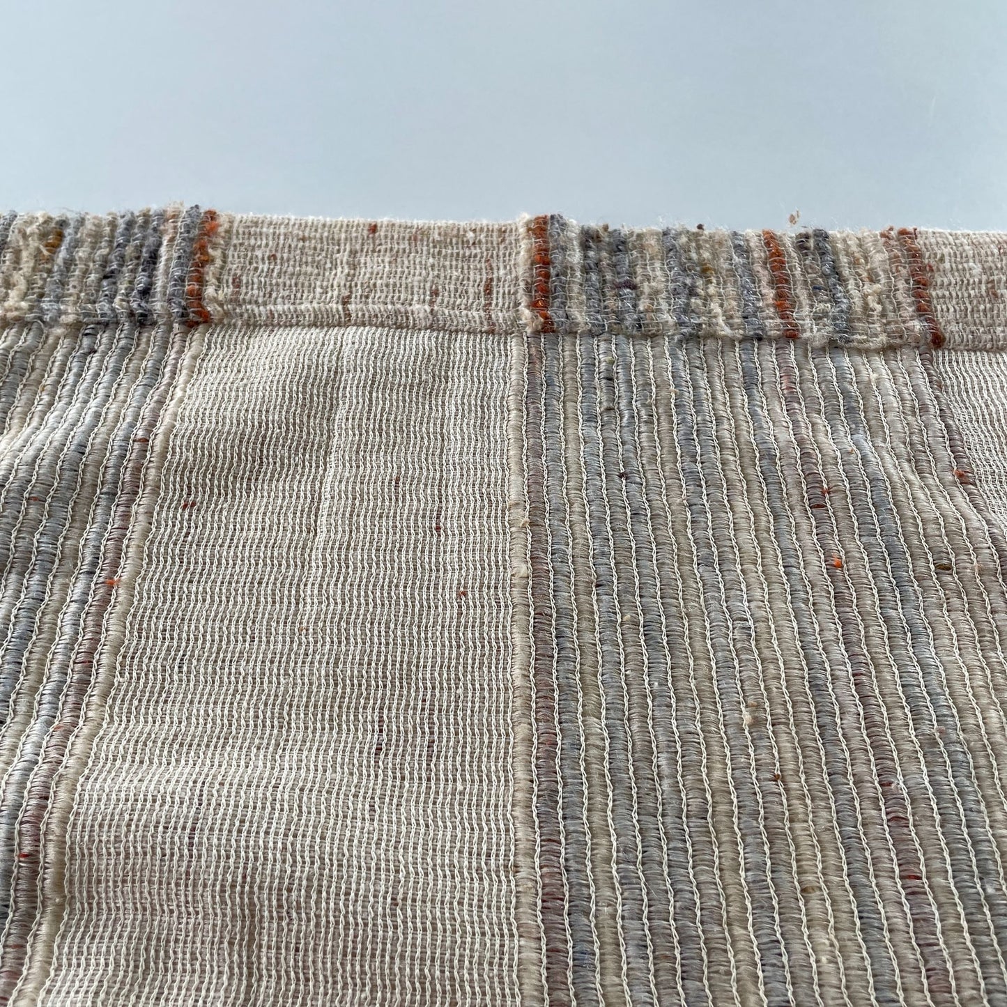 Vintage 70s curtain, tan beige stripes, thick panel