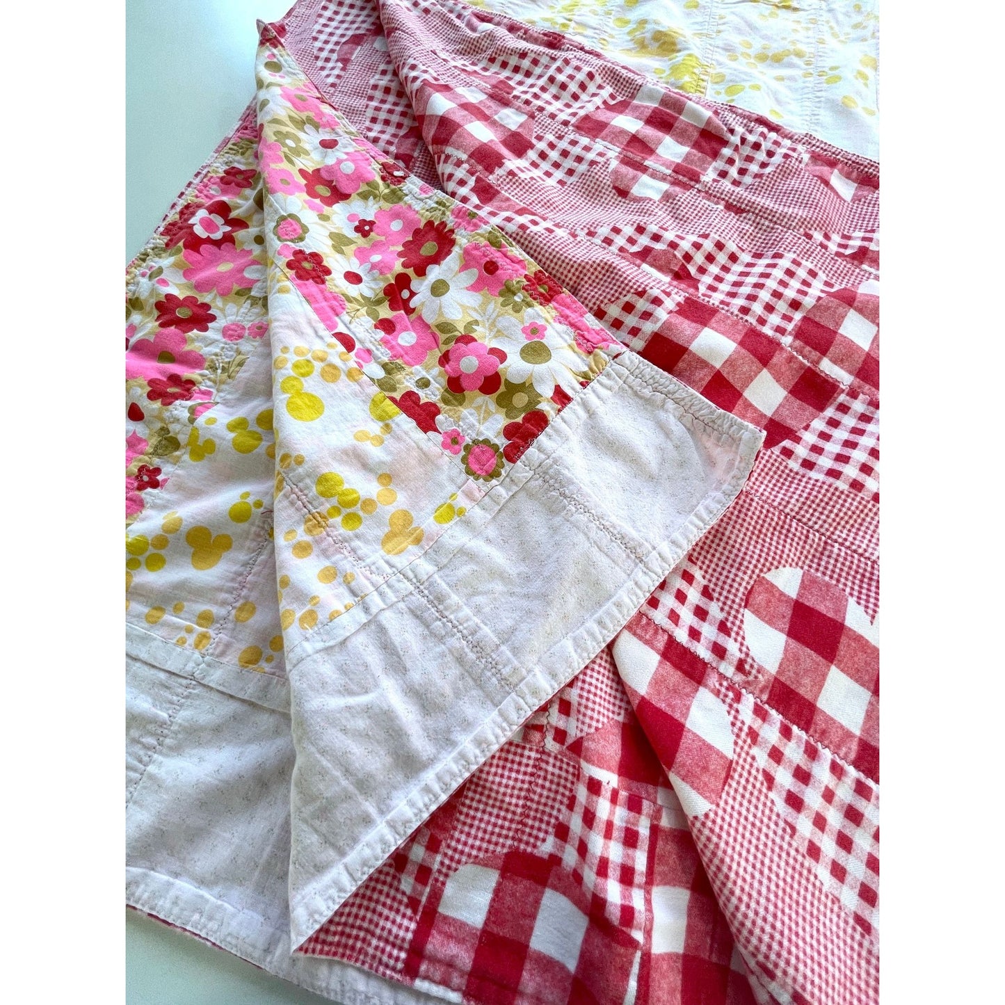 Vintage 70s handmade quilt, twin size
