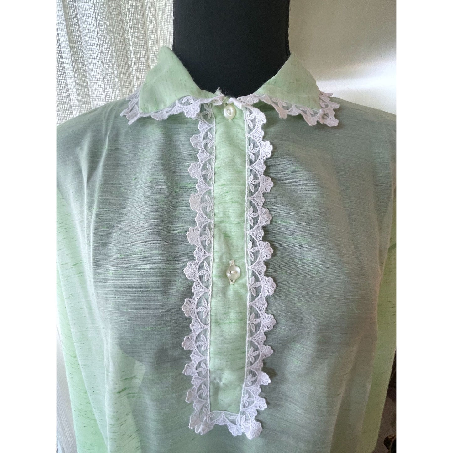 Vintage 1950s peignoir, mint green, Confezioni Maliarda Italy