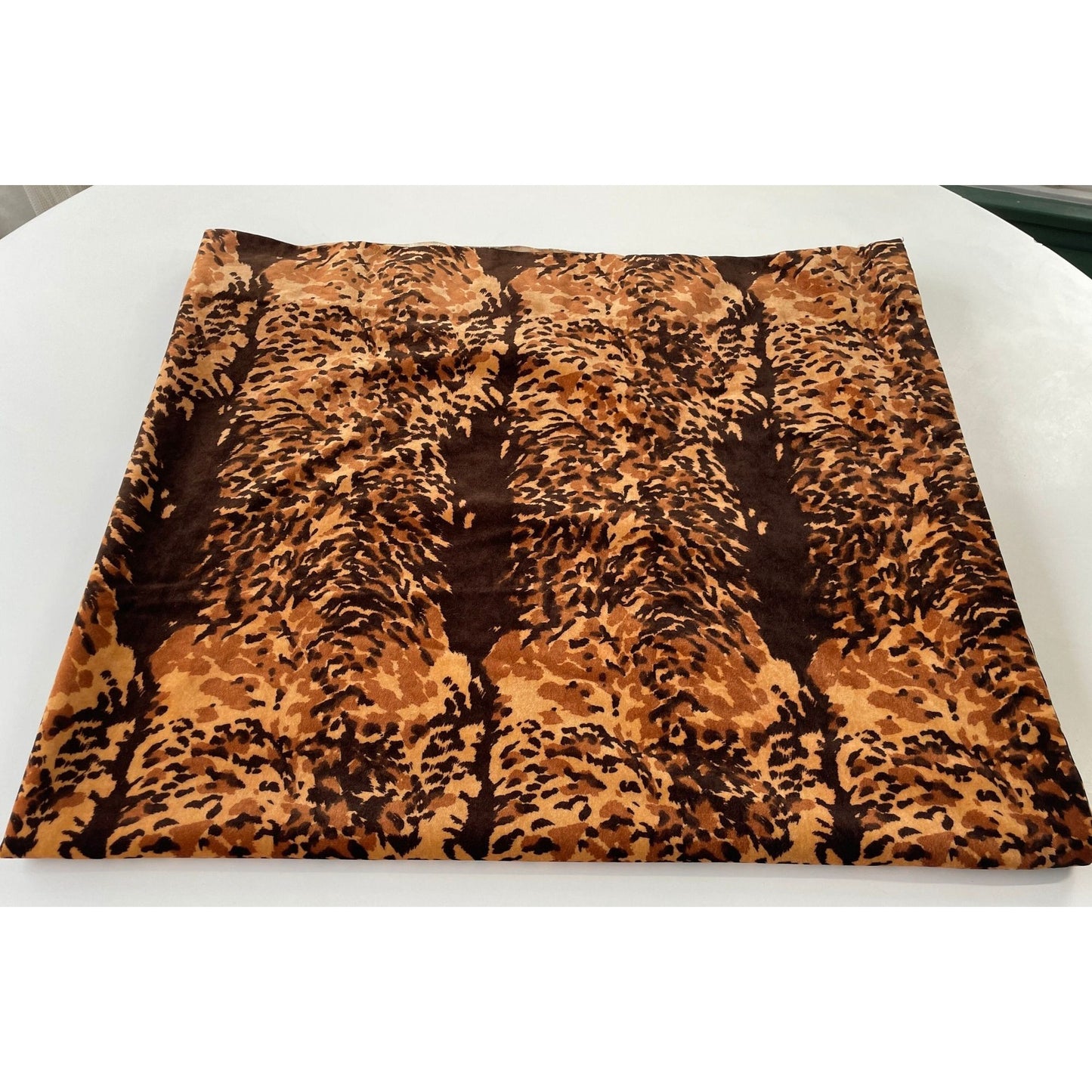 Vintage 80s curtain, faux suede, brown animal print