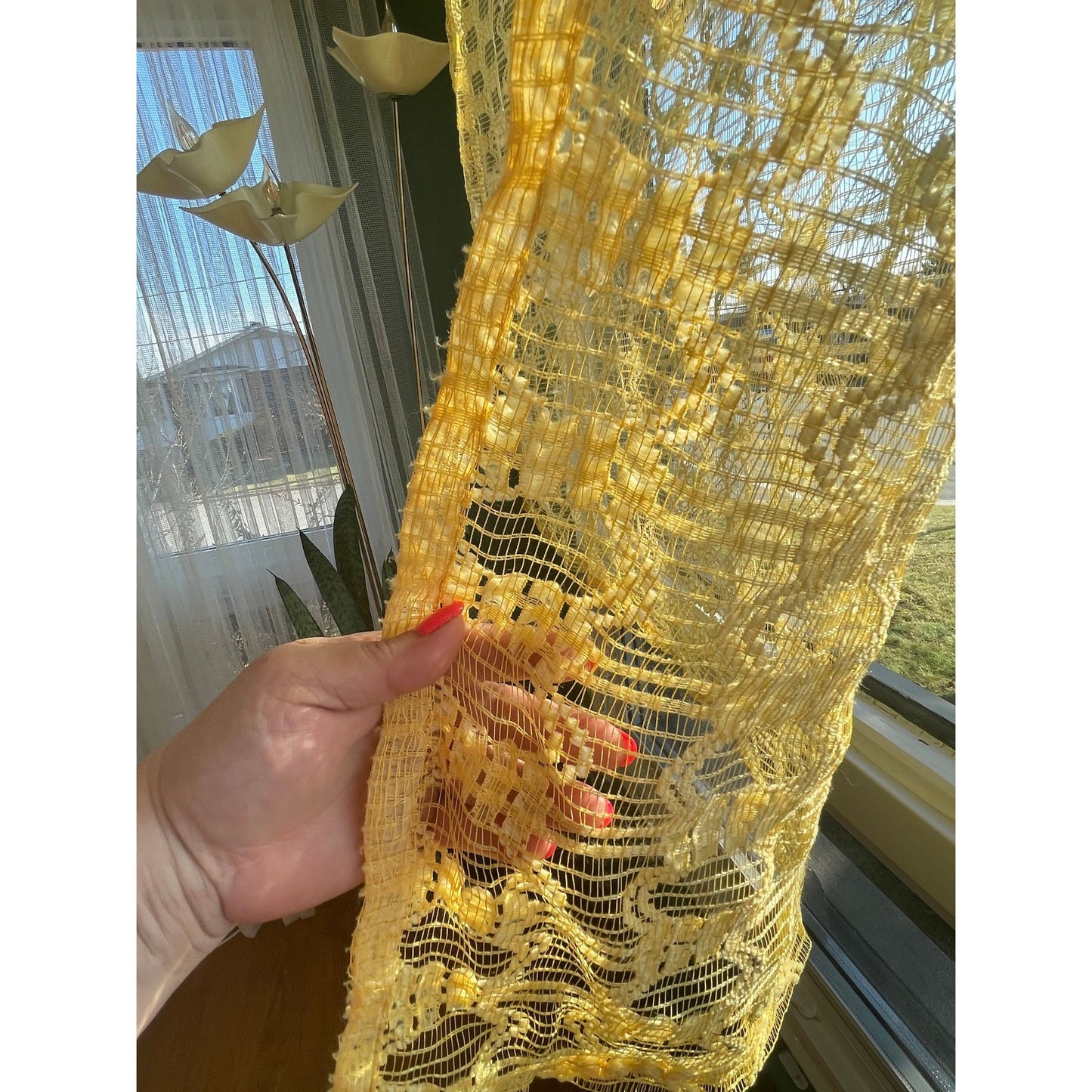 Vintage 70s yellow short mesh panel