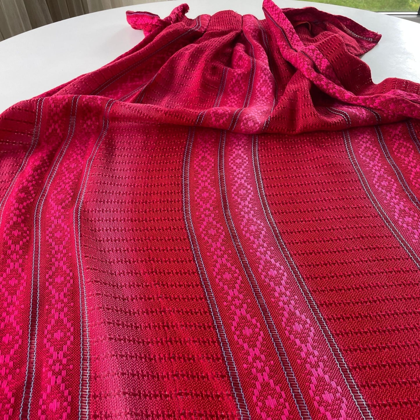 Vintage 70s pleated curtain, red, hot pink