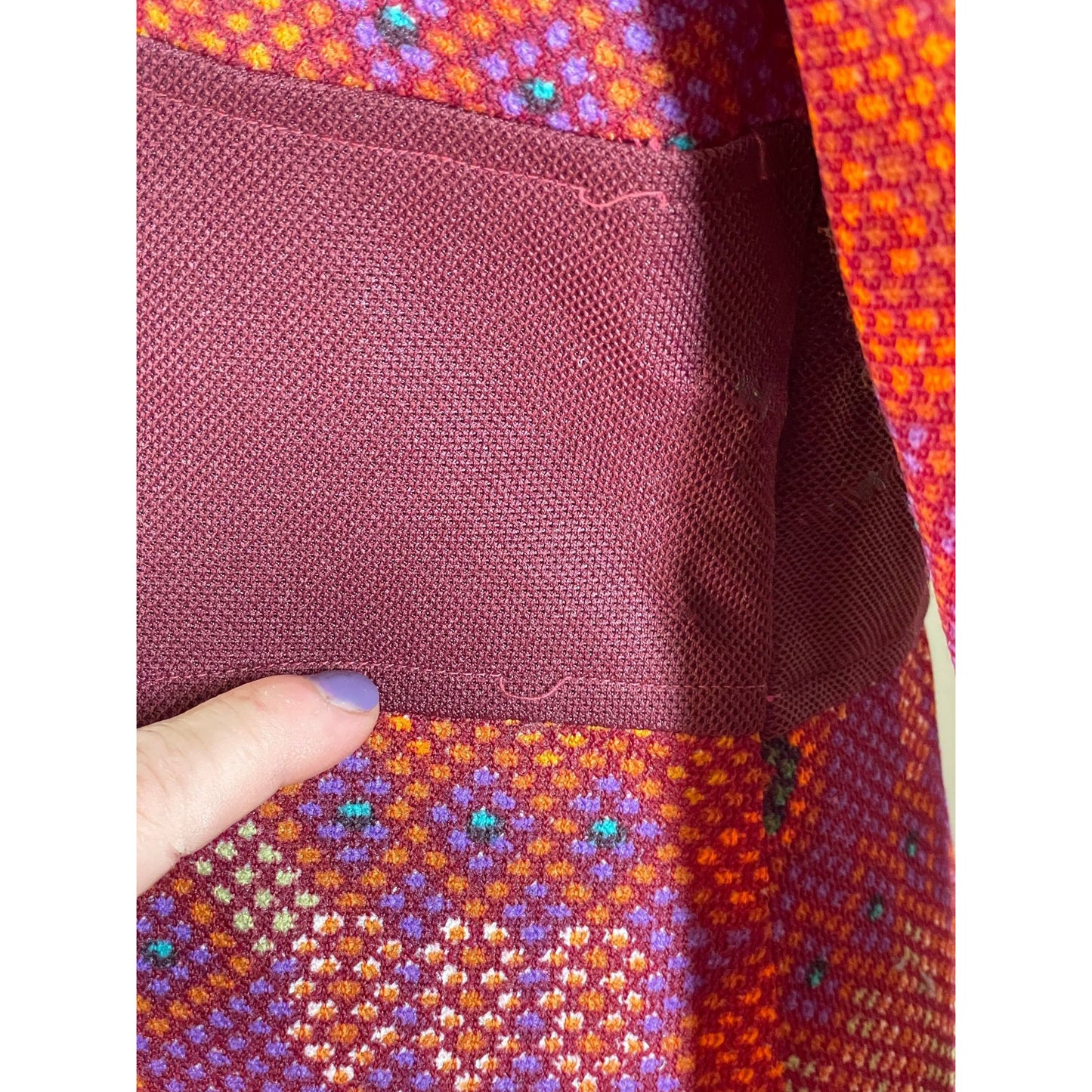 Vintage 1970s dress, MOD, magenta, hot pink, orange abstract pattern