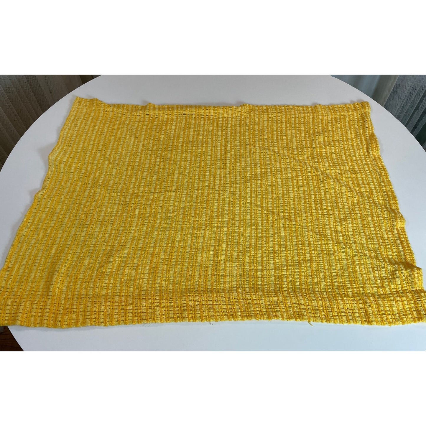 Vintage 70s curtain, orange/yellow mesh panel