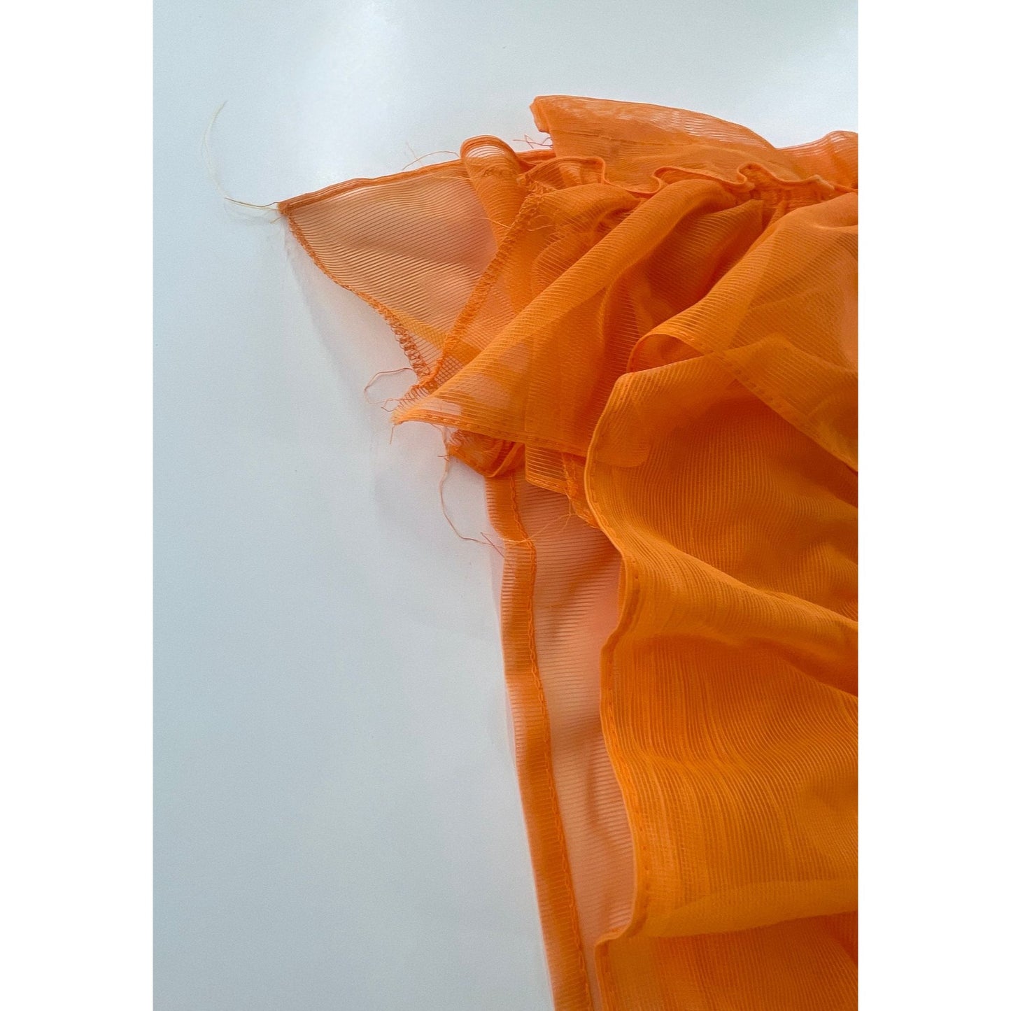 Vintage 70s curtains, orange sheer ruffled panels