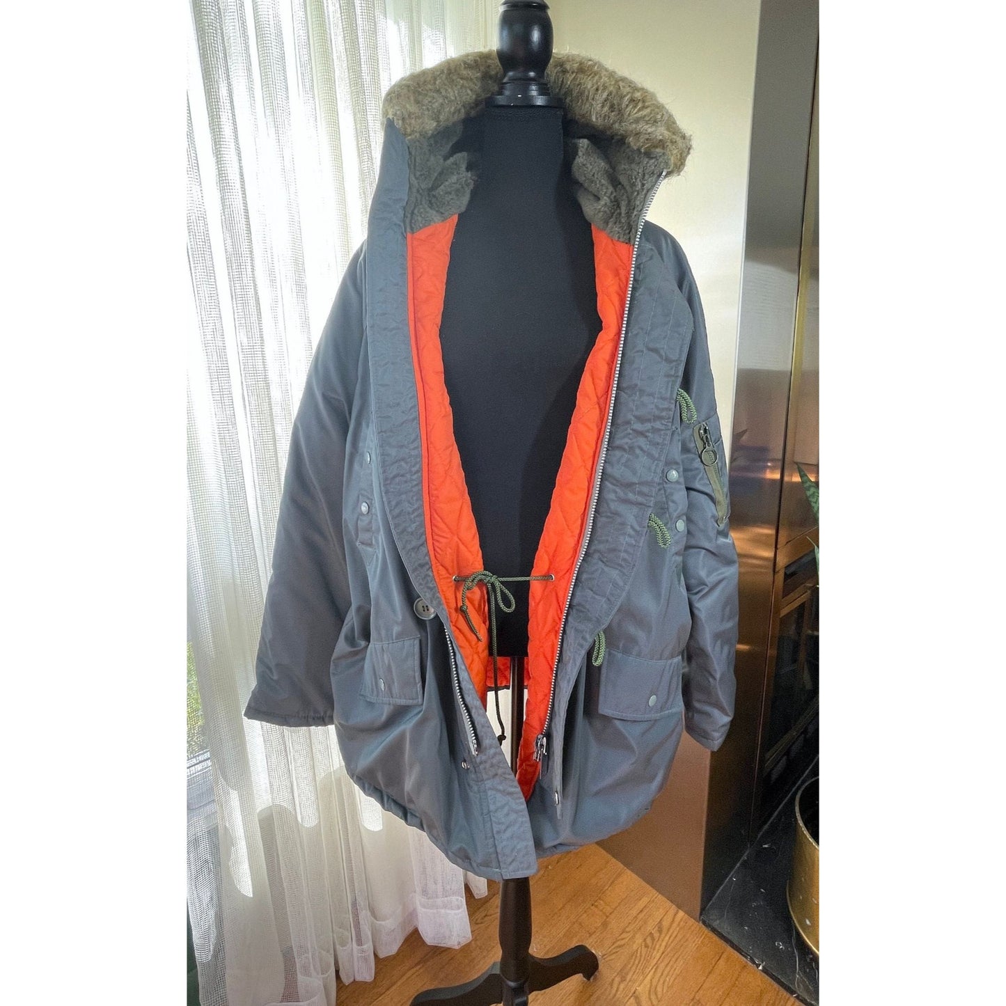 Vintage 70s parka, grey hooded winter jacket, Sears Men's