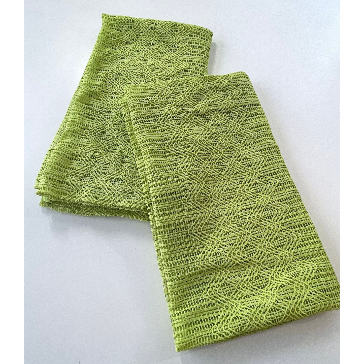 Vintage 70s mesh green sheer curtain