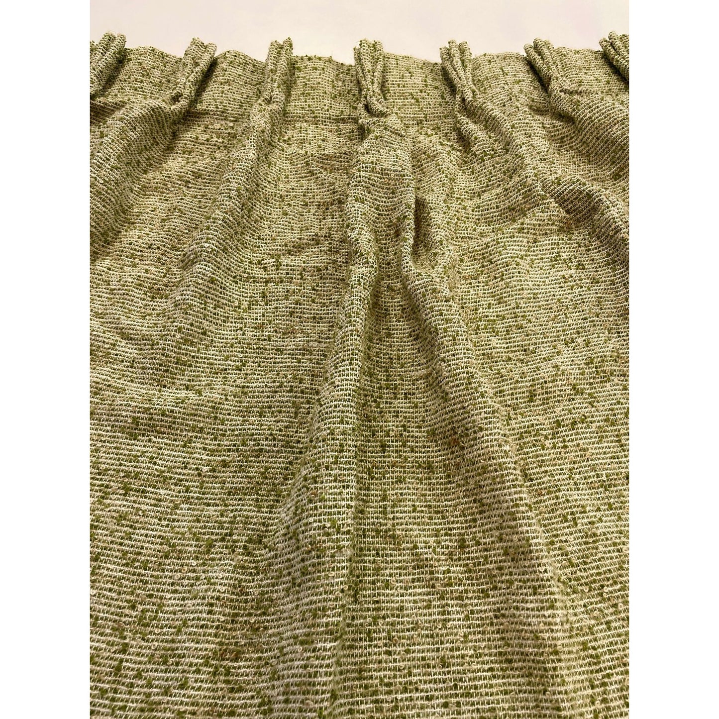 Vintage 70s avocado green, thick woven curtain