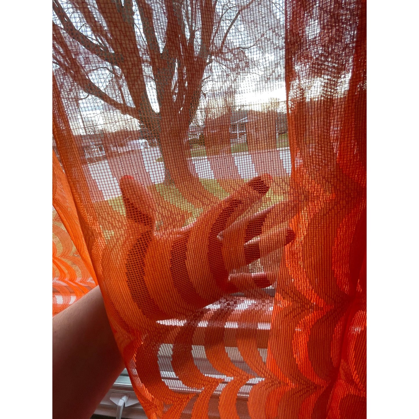 Vintage 70s orange woven mesh panel