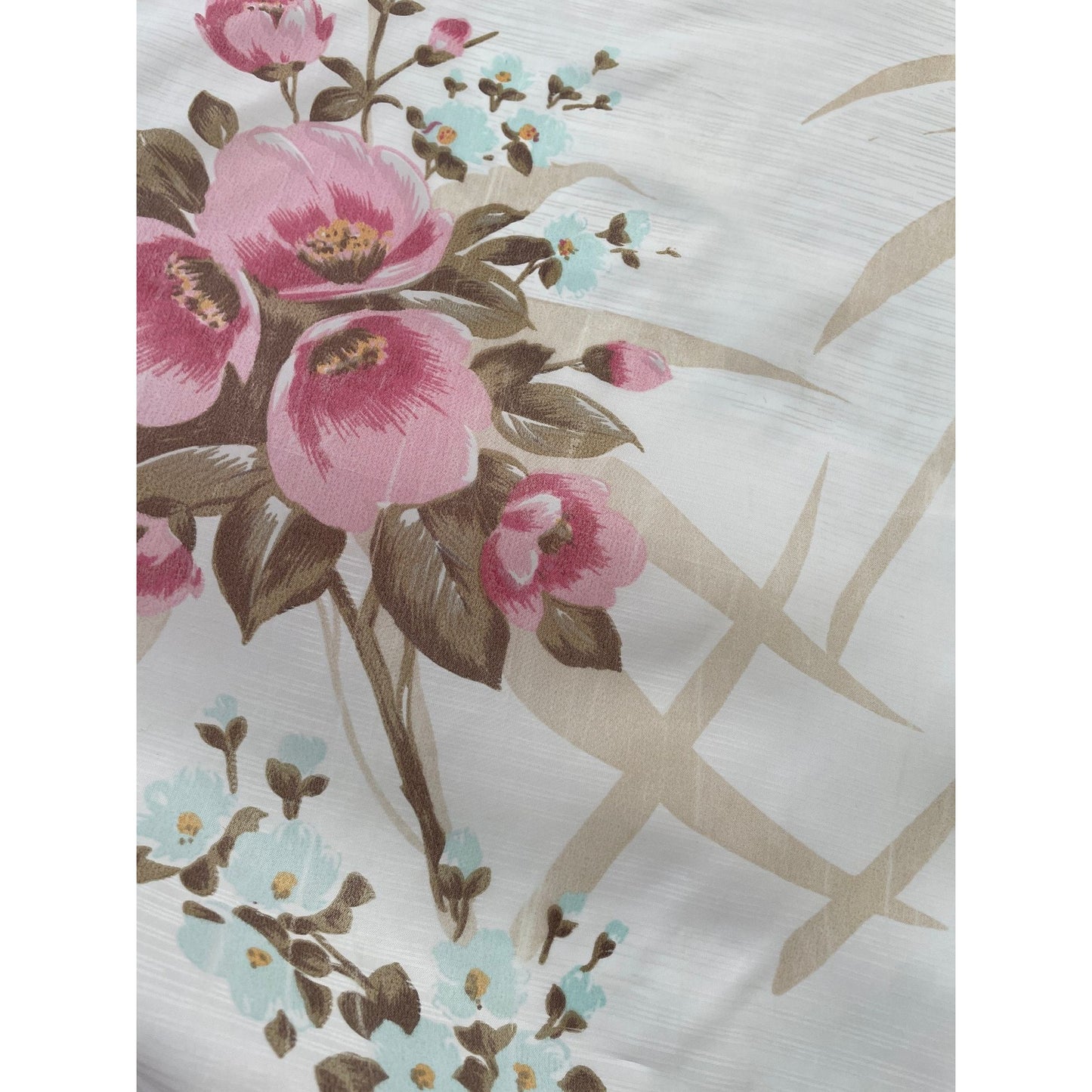 Vintage 60s sheer floral pink curtain