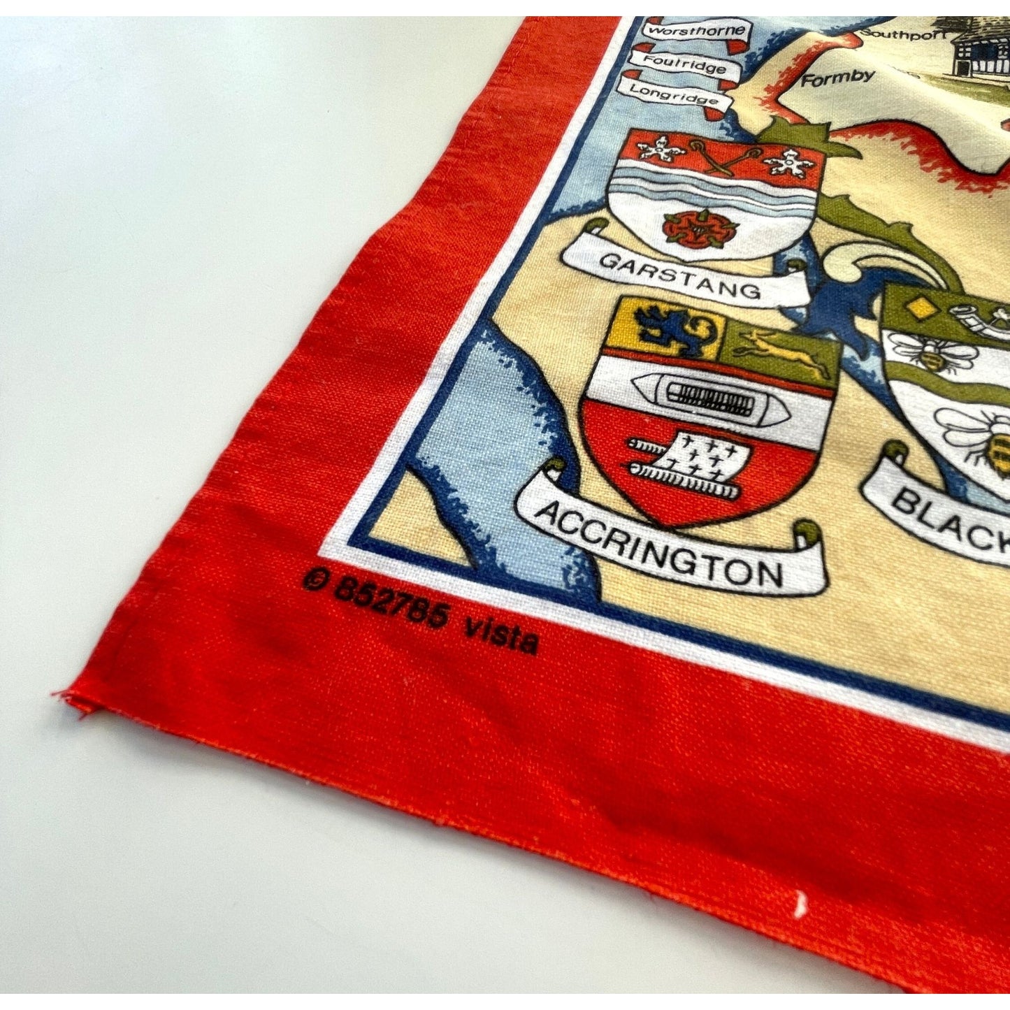 Vintage Lancashire tea towel, Vista