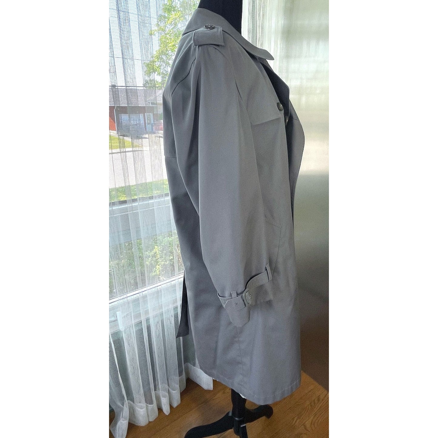 Vintage 90s wool lined trench coat, grey, London Fog