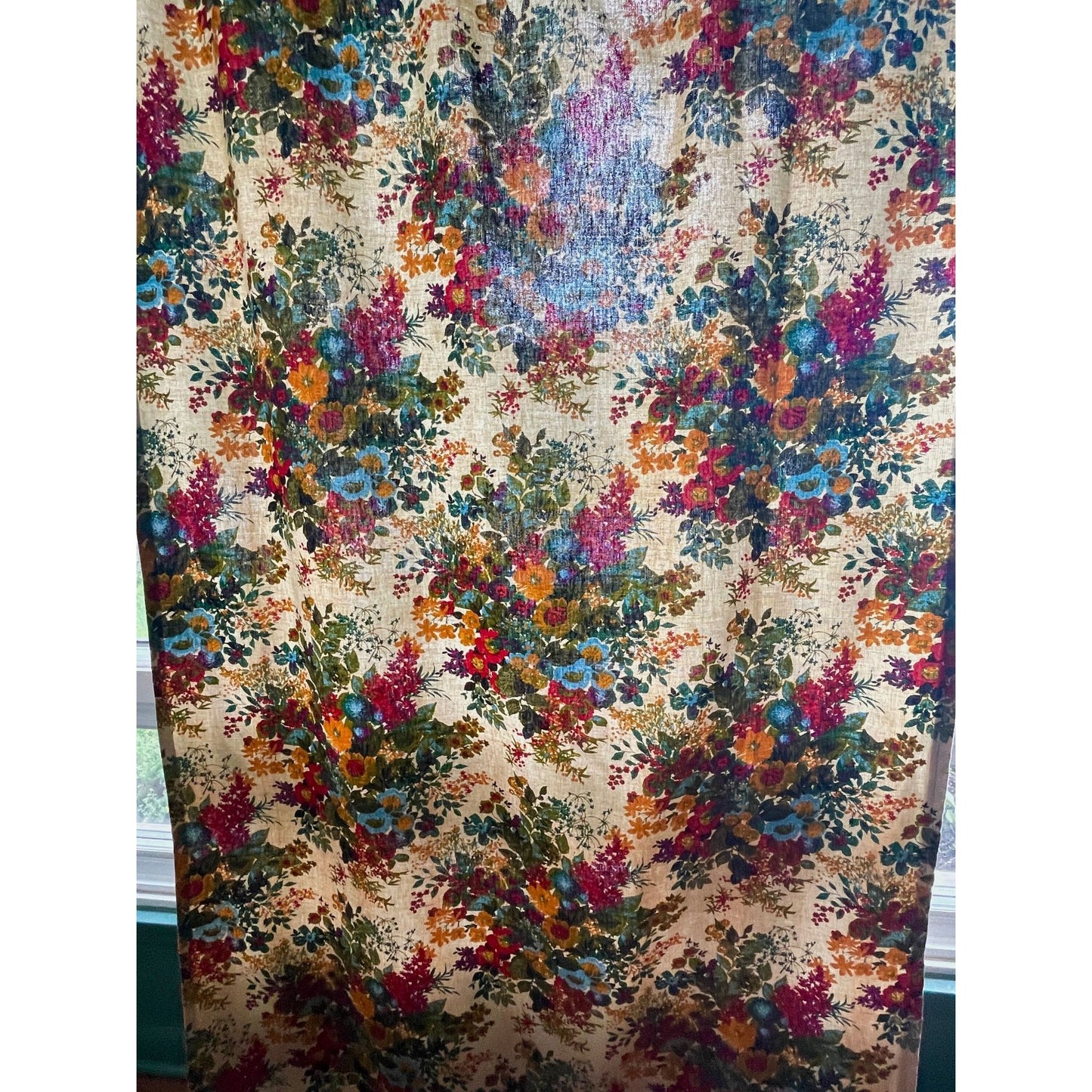 Vintage 60s floral curtain, single panel