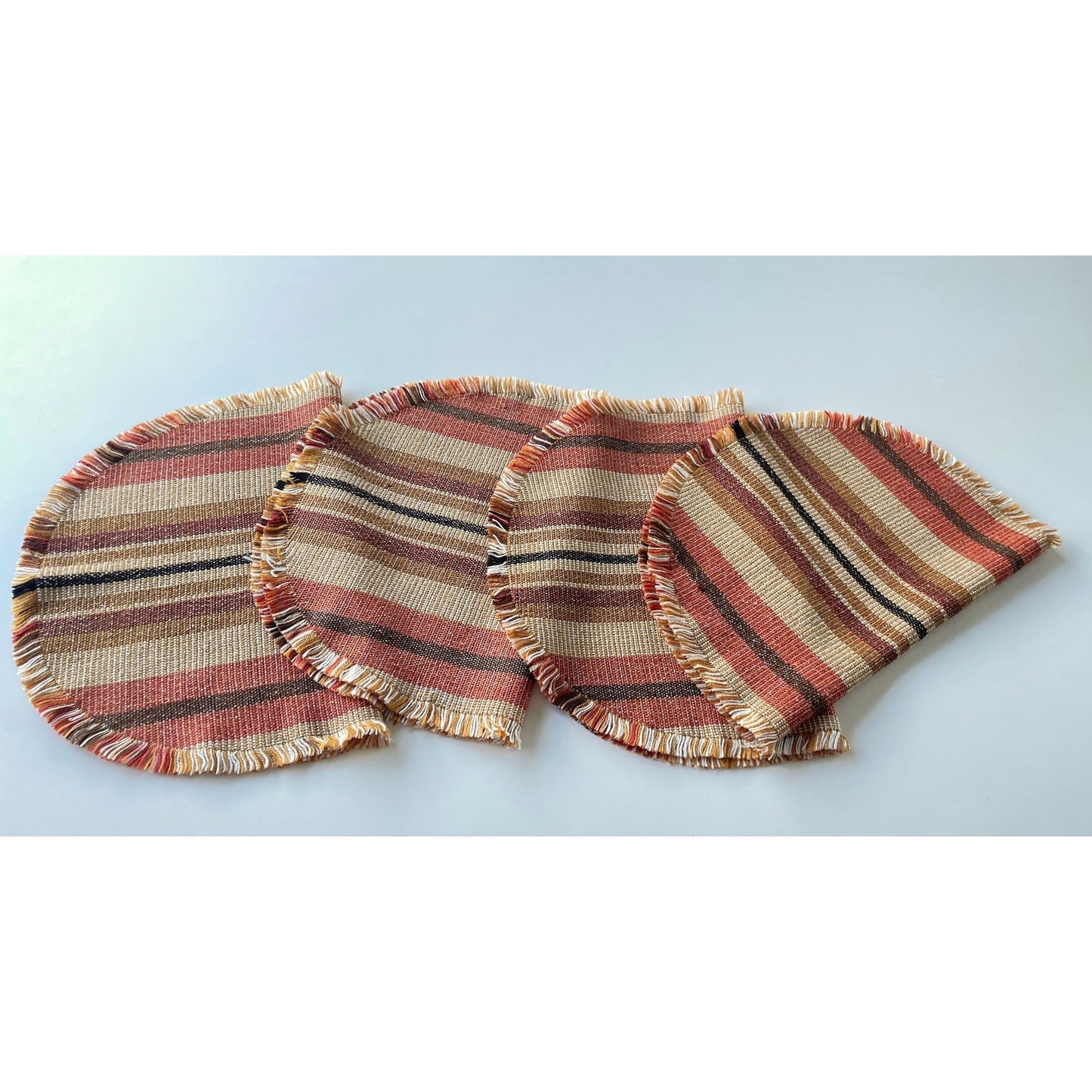 Vintage 80s woven placemats, brown, set of 4