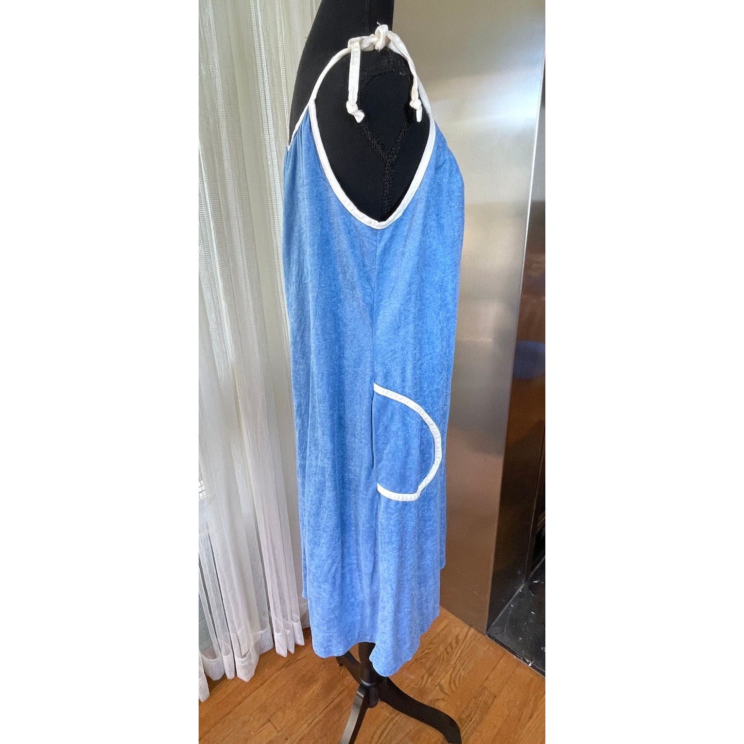 Vintage 80s robe, blue terrycloth, Sears