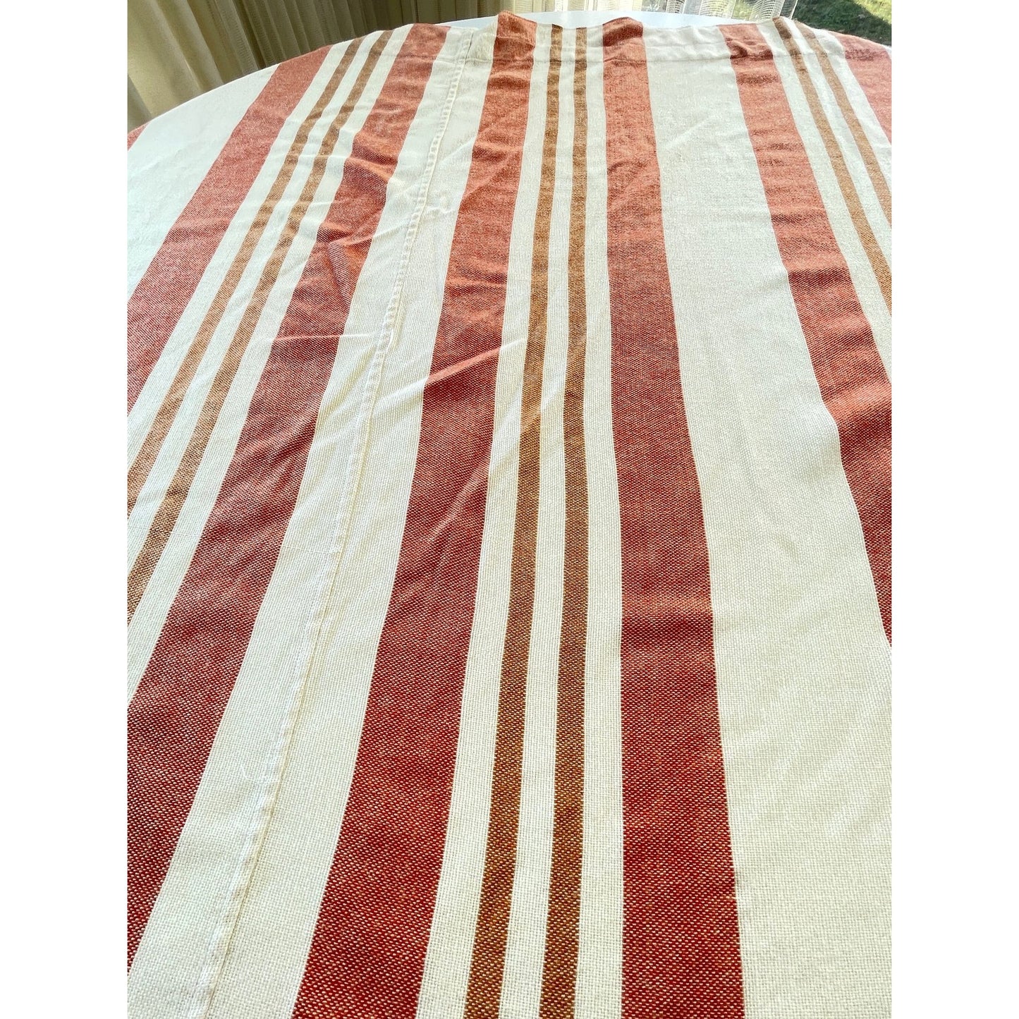 Vintage 70s thick woven curtain, orange stripes