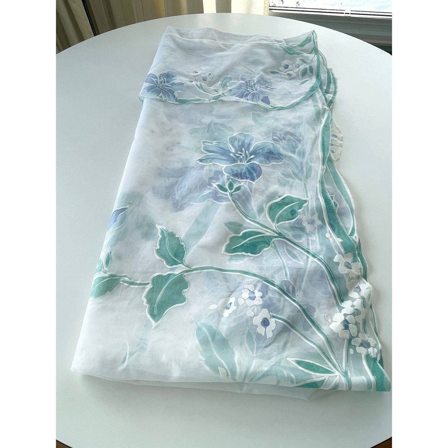 Vintage 80s shower curtain, mint green