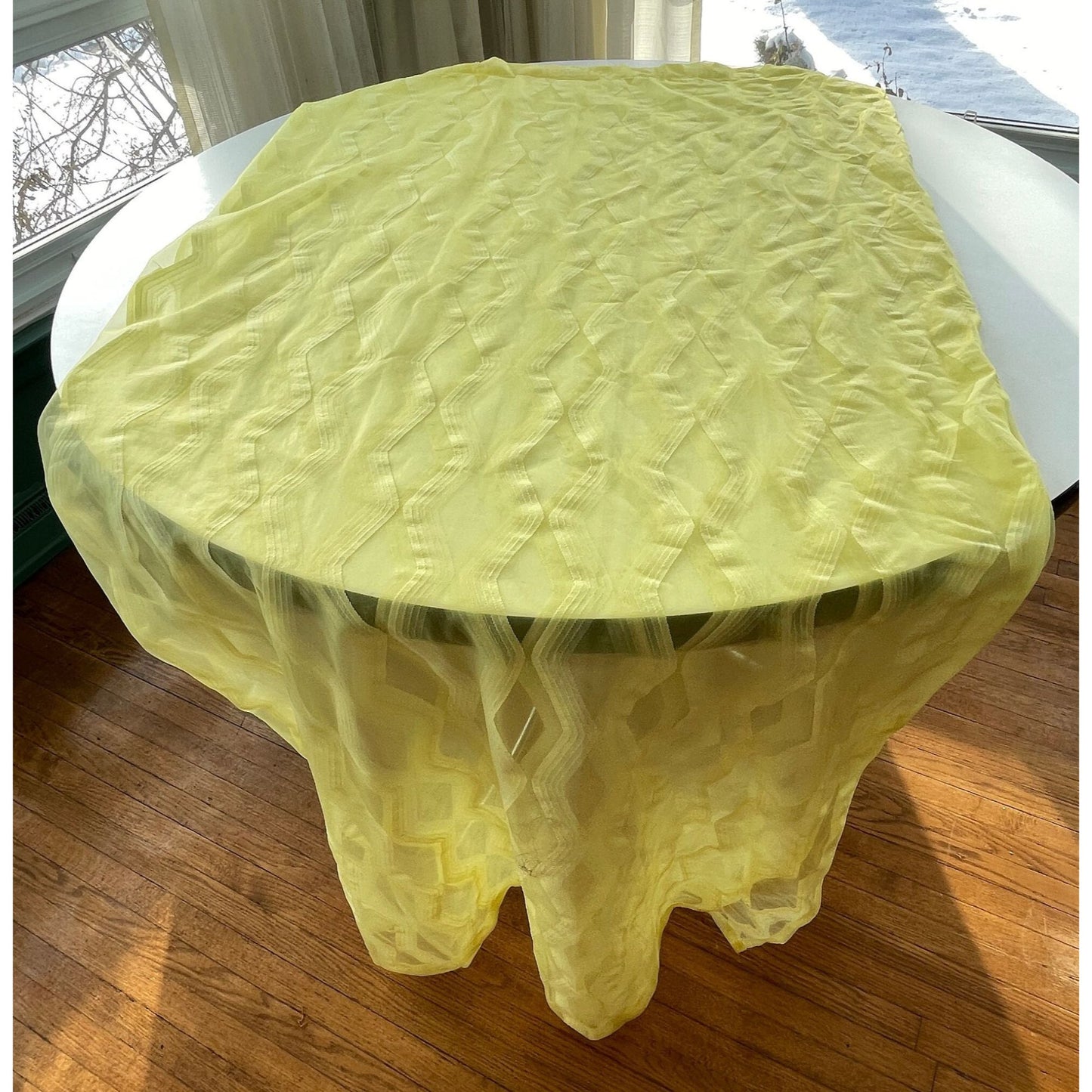 Vintage 70s yellow geometric shower curtain