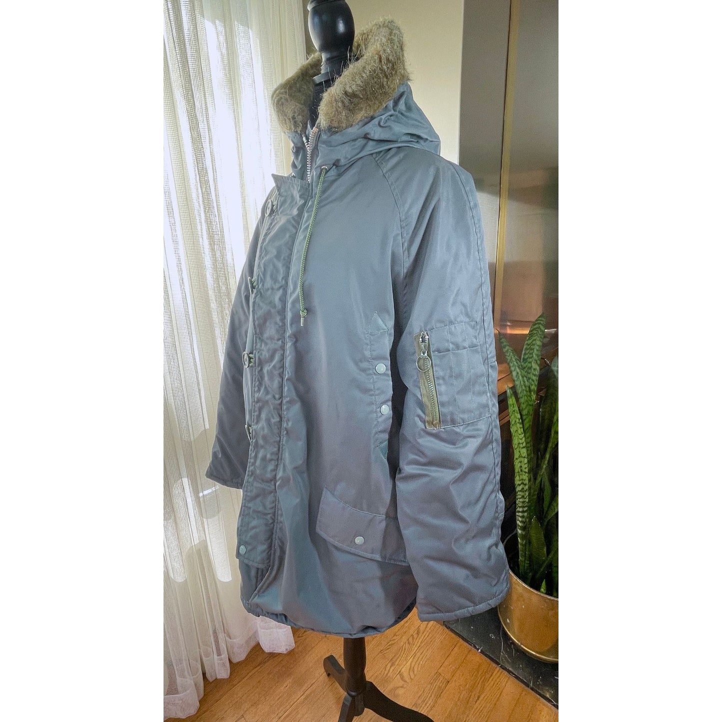Vintage 70s parka, grey hooded winter jacket, Sears Men's