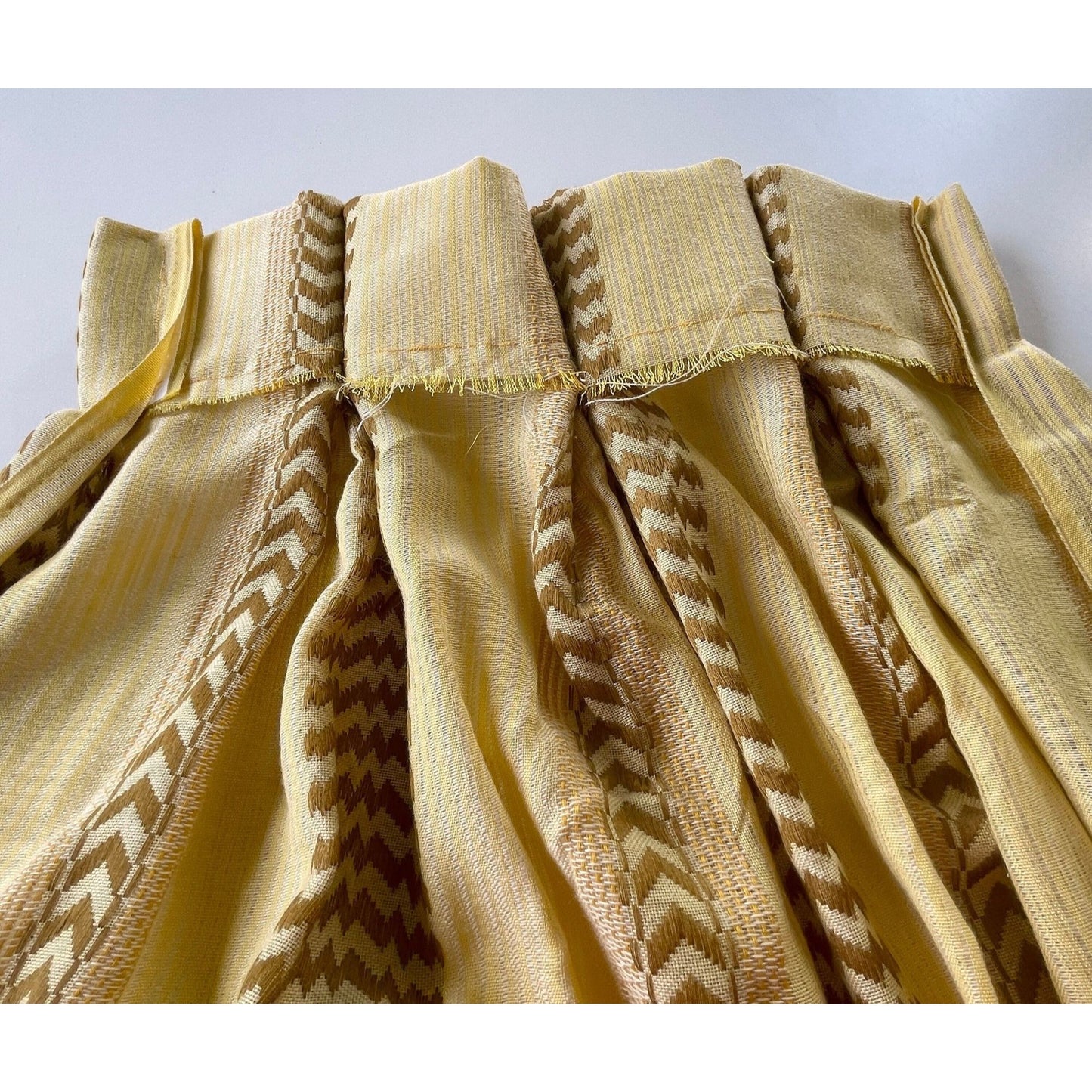 Vintage 70s yellow pleated curtain, single panel