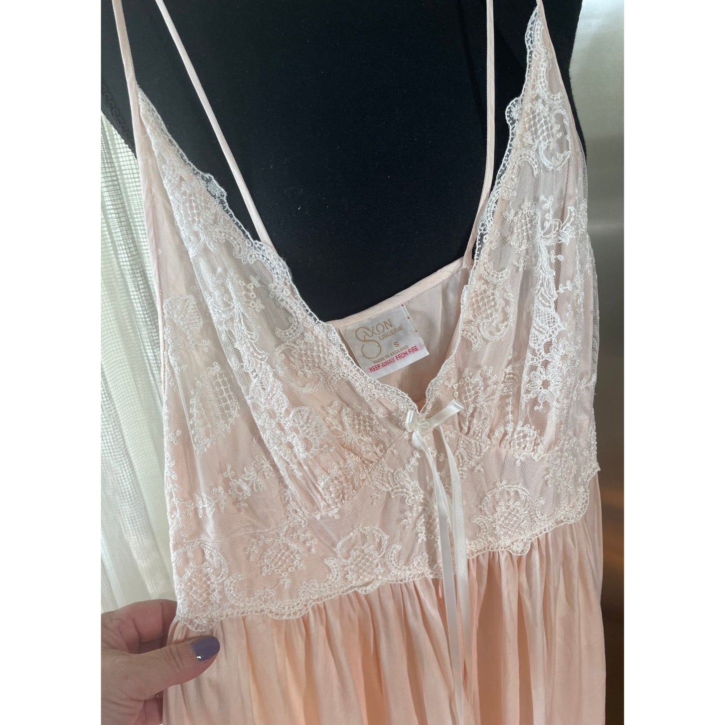 Vintage 60s night dress, pink slip-on pure silk, Saxon Lingerie