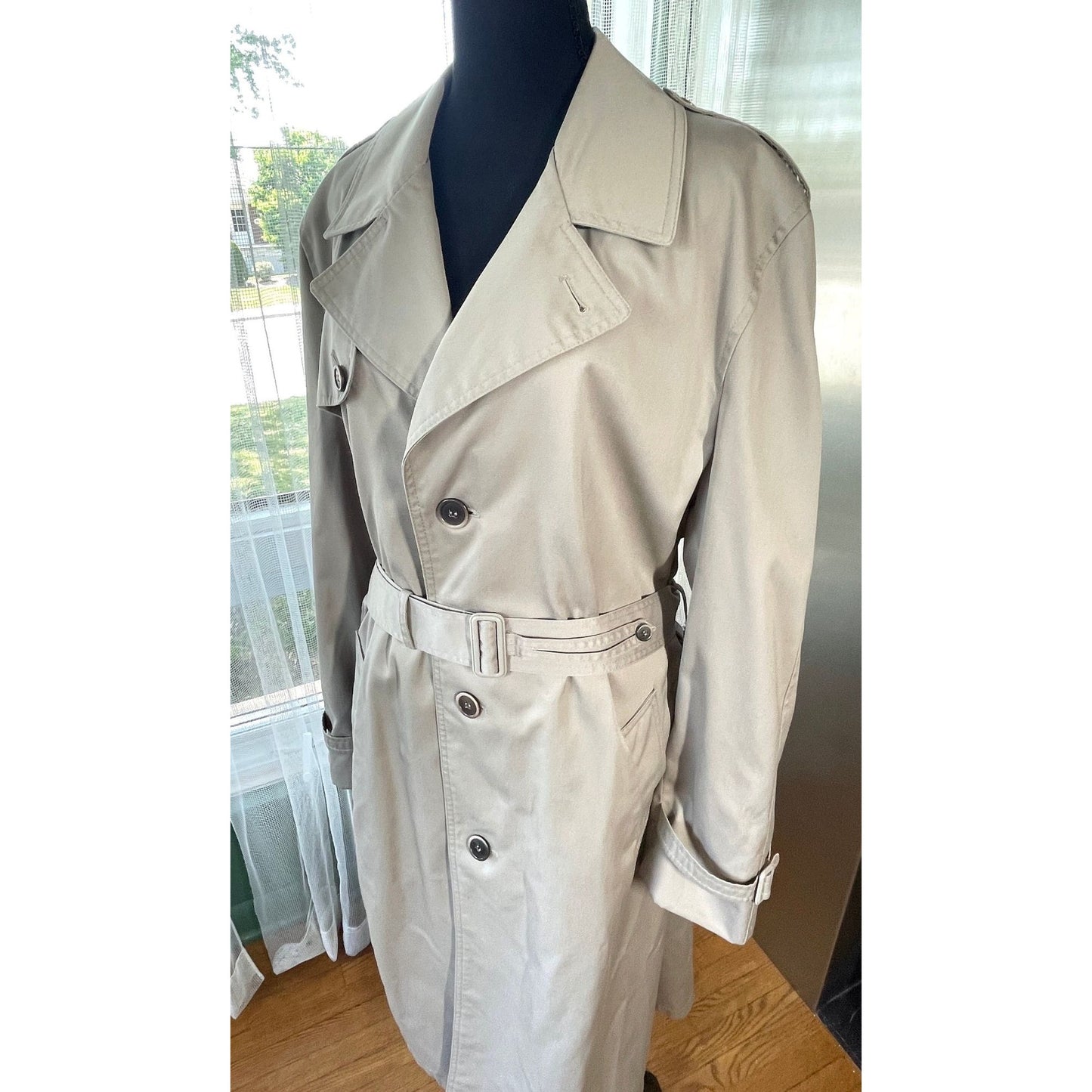 Vintage 80s tan trench coat, gender neutral, Pierre Cardin