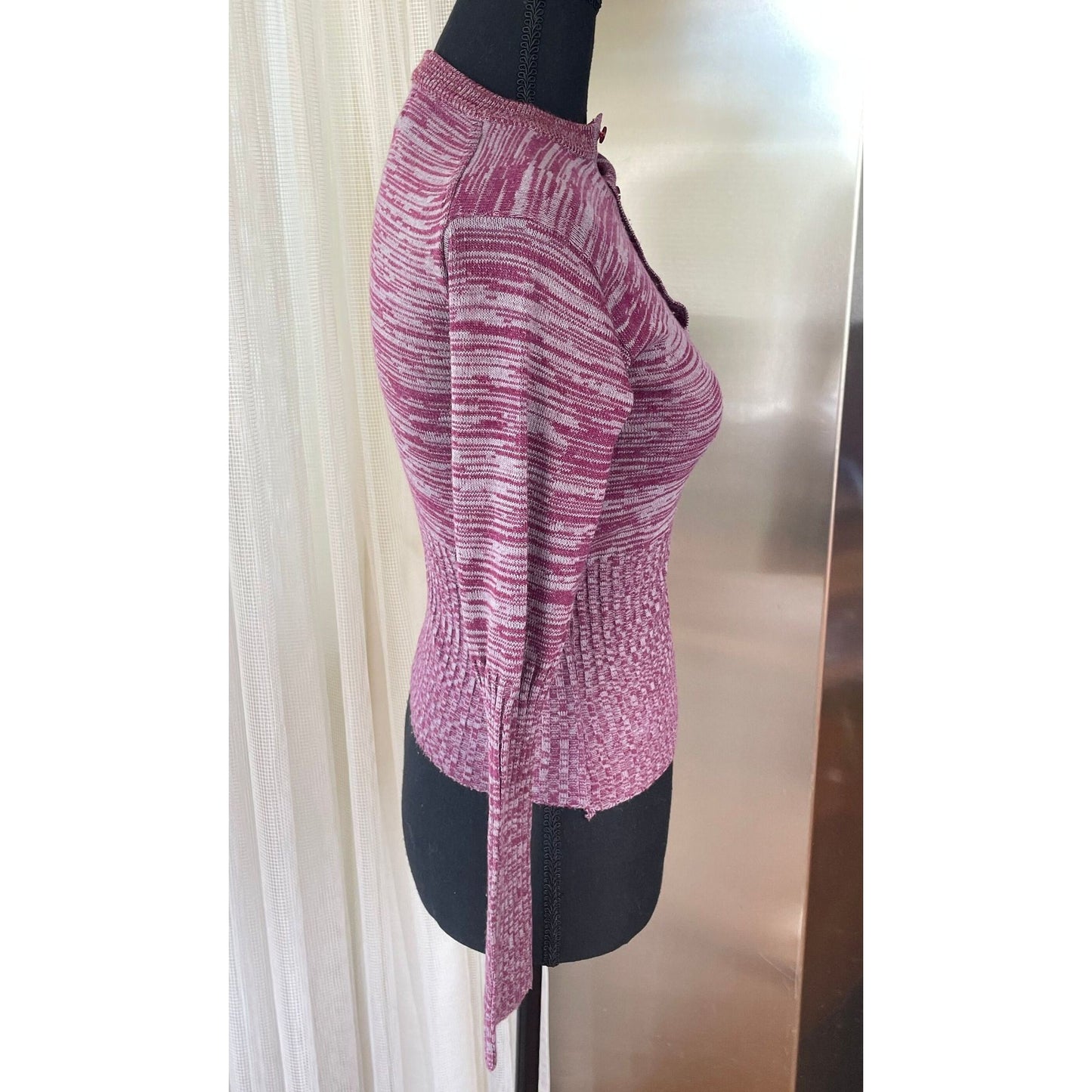 Vintage 1970s burgundy grey knitted top, Sears