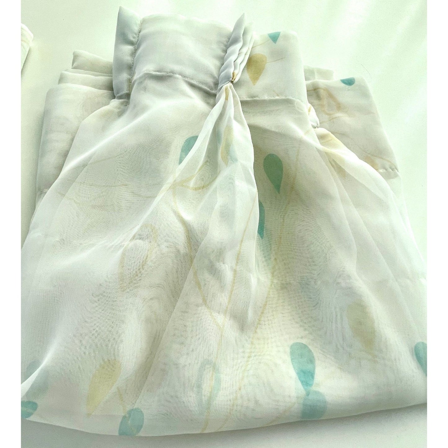 Vintage 50s kitchen curtain, teal yellow white