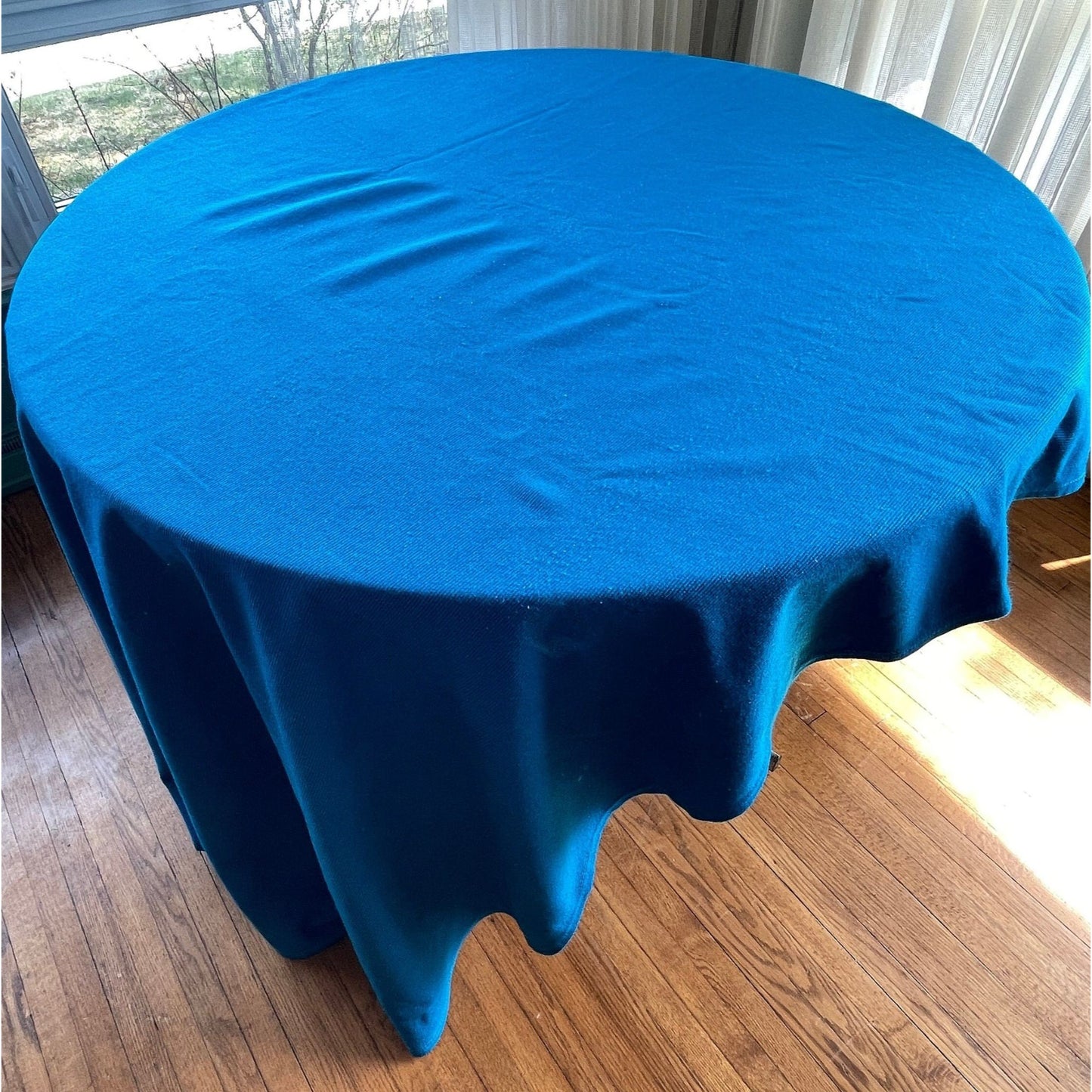 Vintage 70s bedspread, peacock blue bed cover, twin size