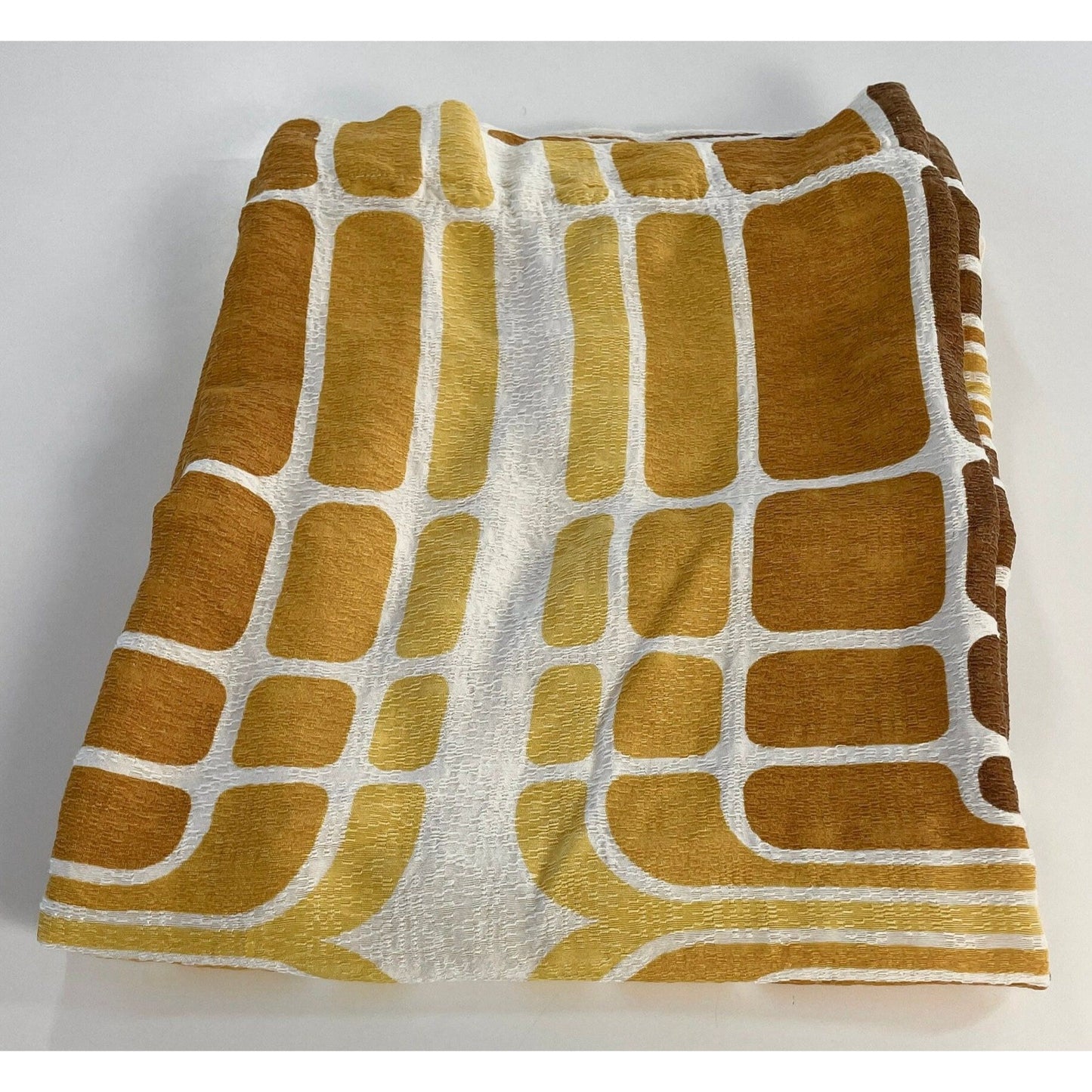 Vintage 60s orange brown geometric curtain, fiberglass panel