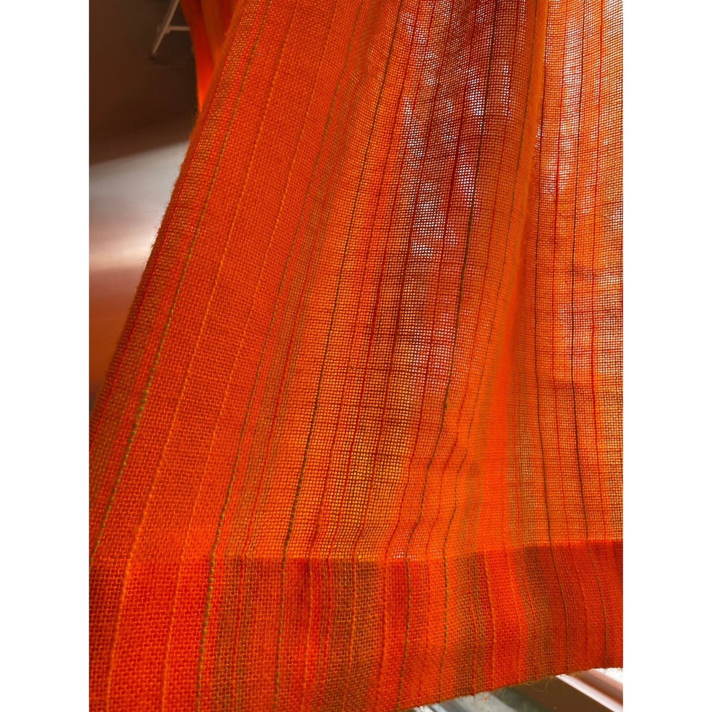 Vintage 70s pleated orange curtain