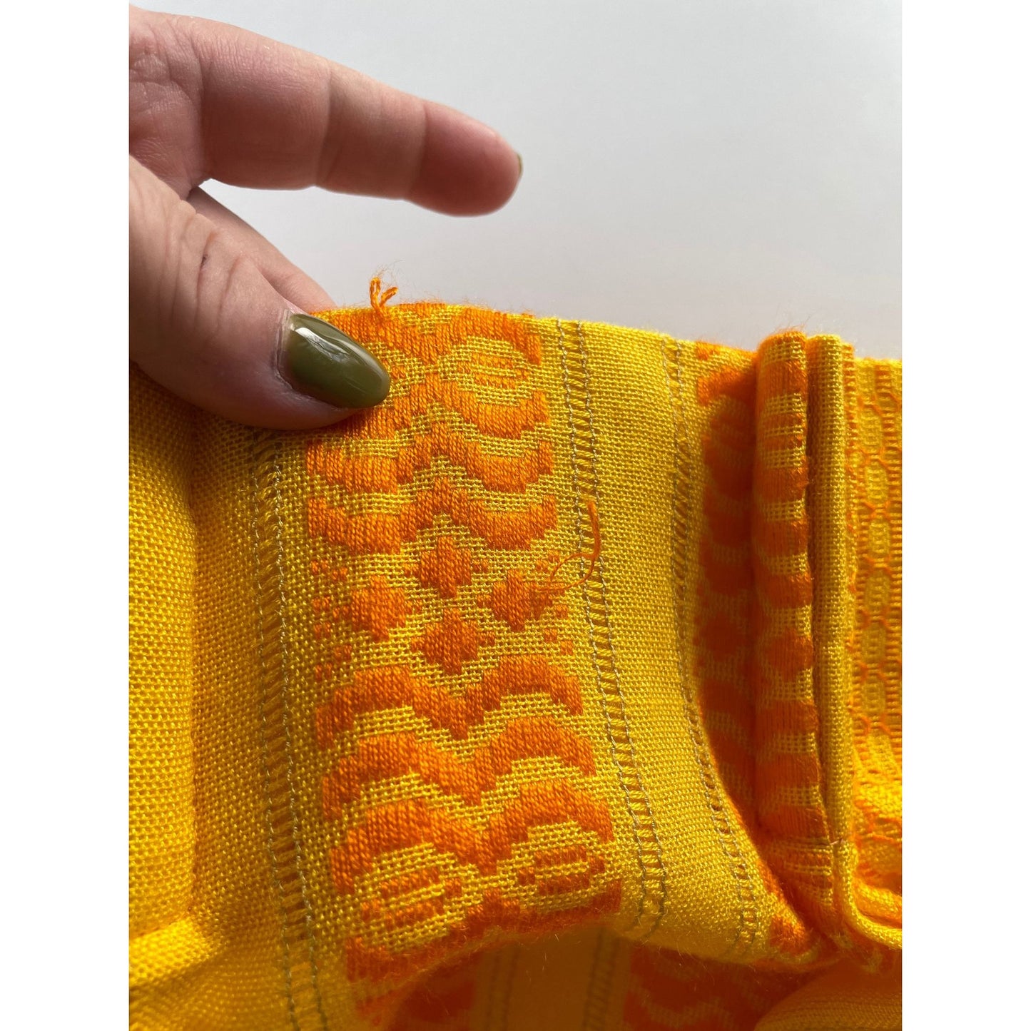 Vintage 70s pleated curtain, orange stripes panel