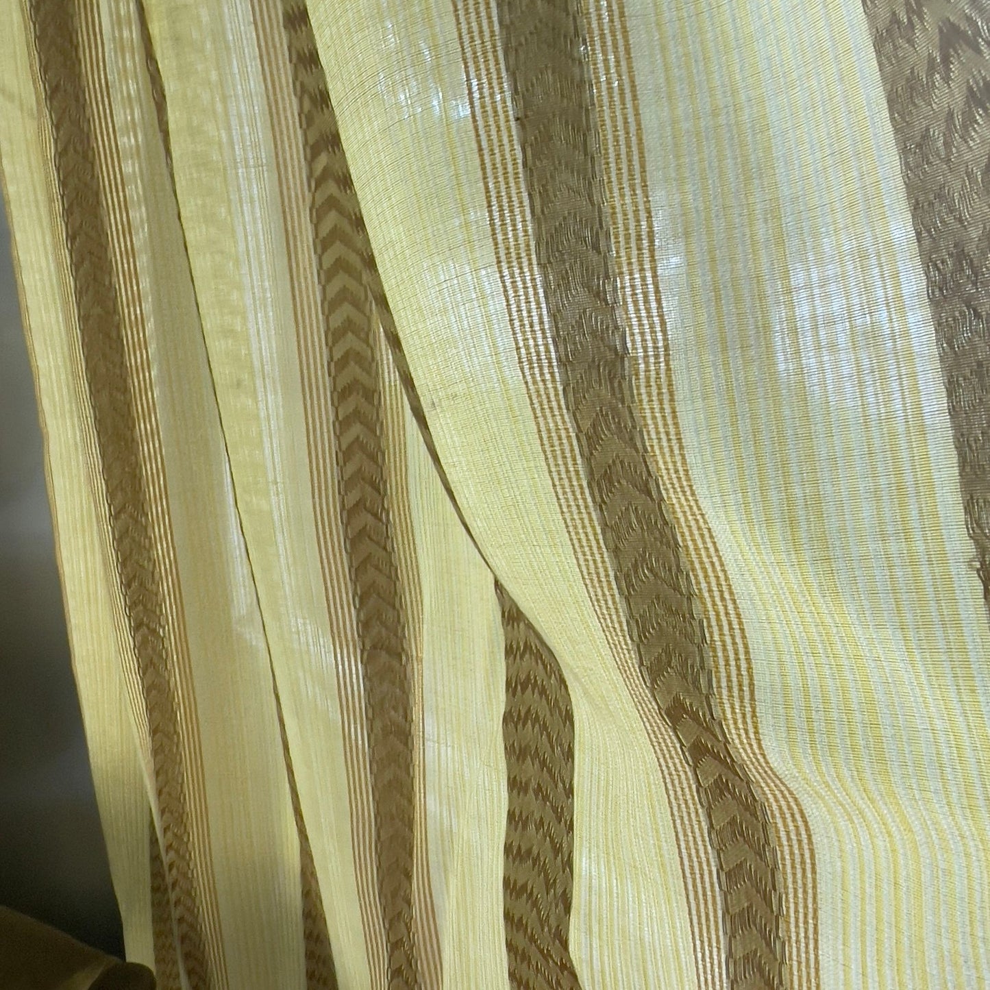 Vintage 70s yellow pleated curtain, single panel