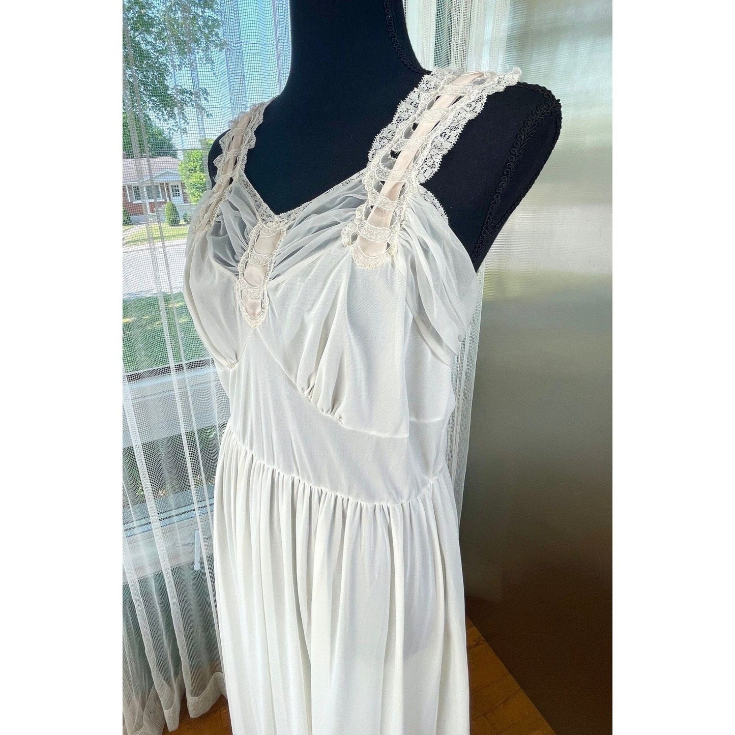 Vintage 1950s night dress, Luxite by Kayser slip on sheer negligee