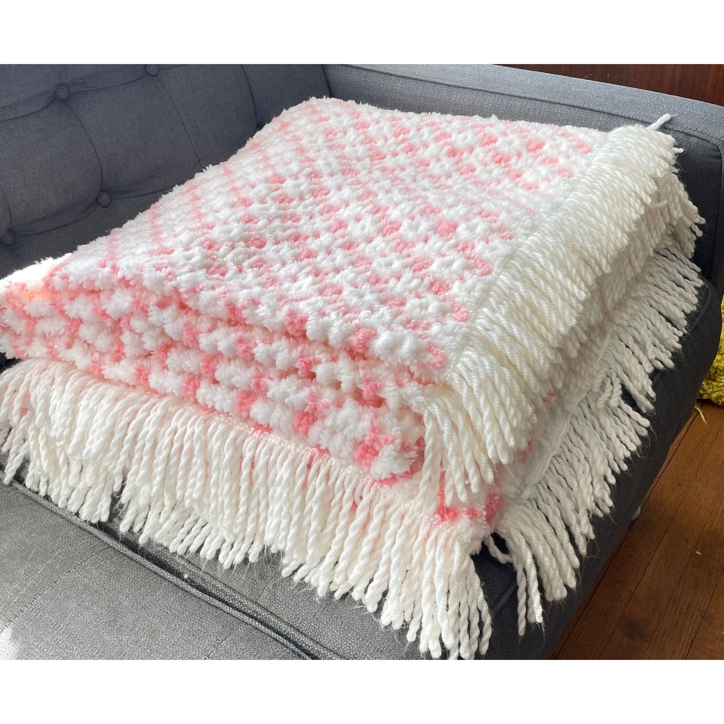 Vintage bedspread, peach chenille, twin to full size
