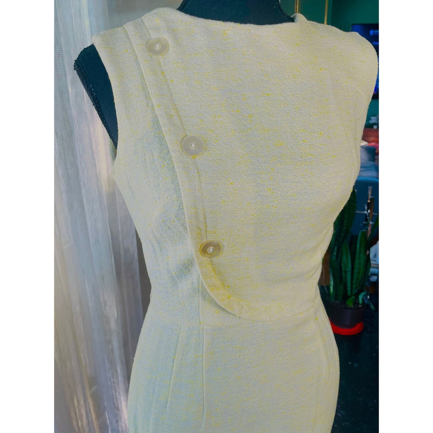 Vintage dress, 1940s buttery yellow, AlJean made in Canada