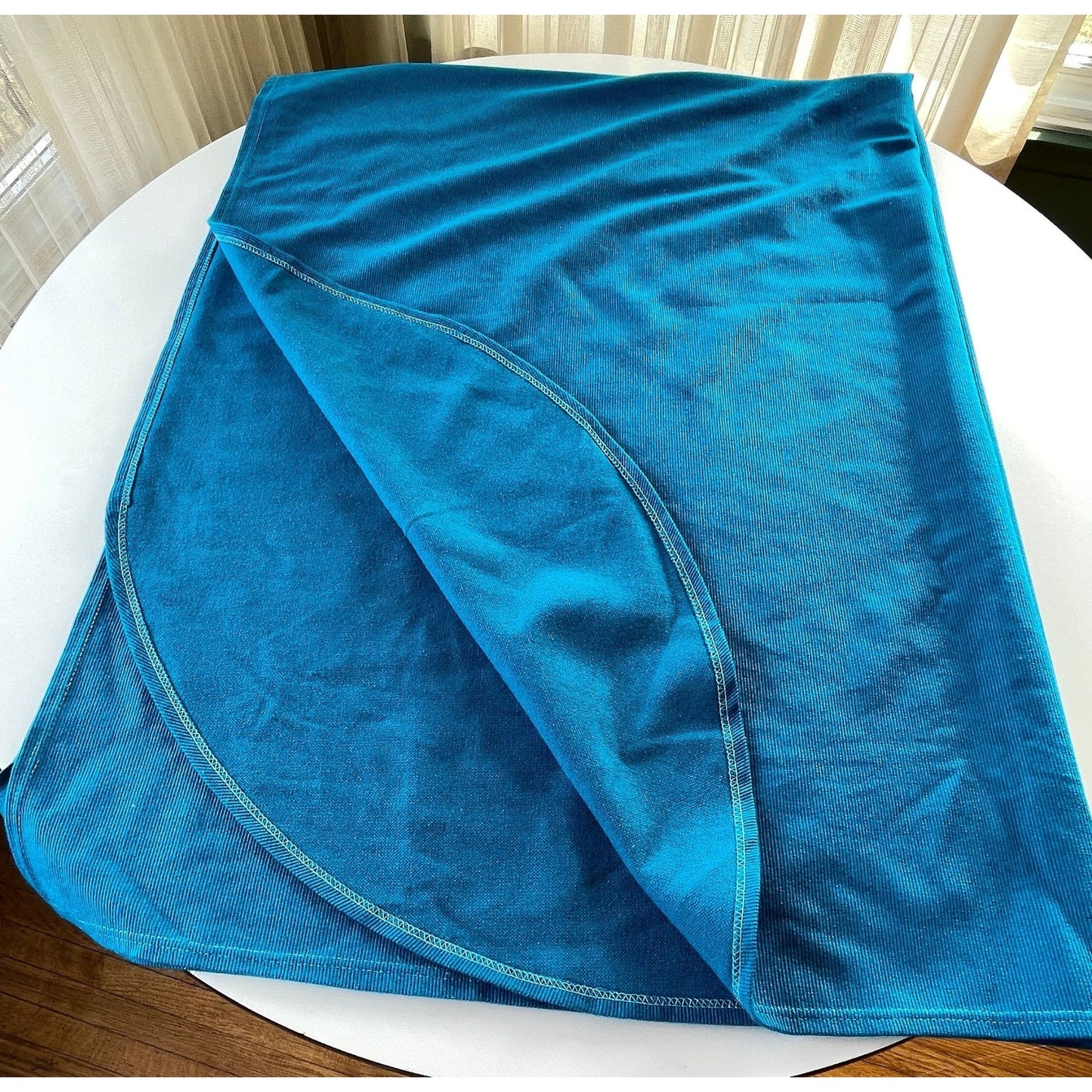 Vintage 70s bedspread, peacock blue bed cover, twin size